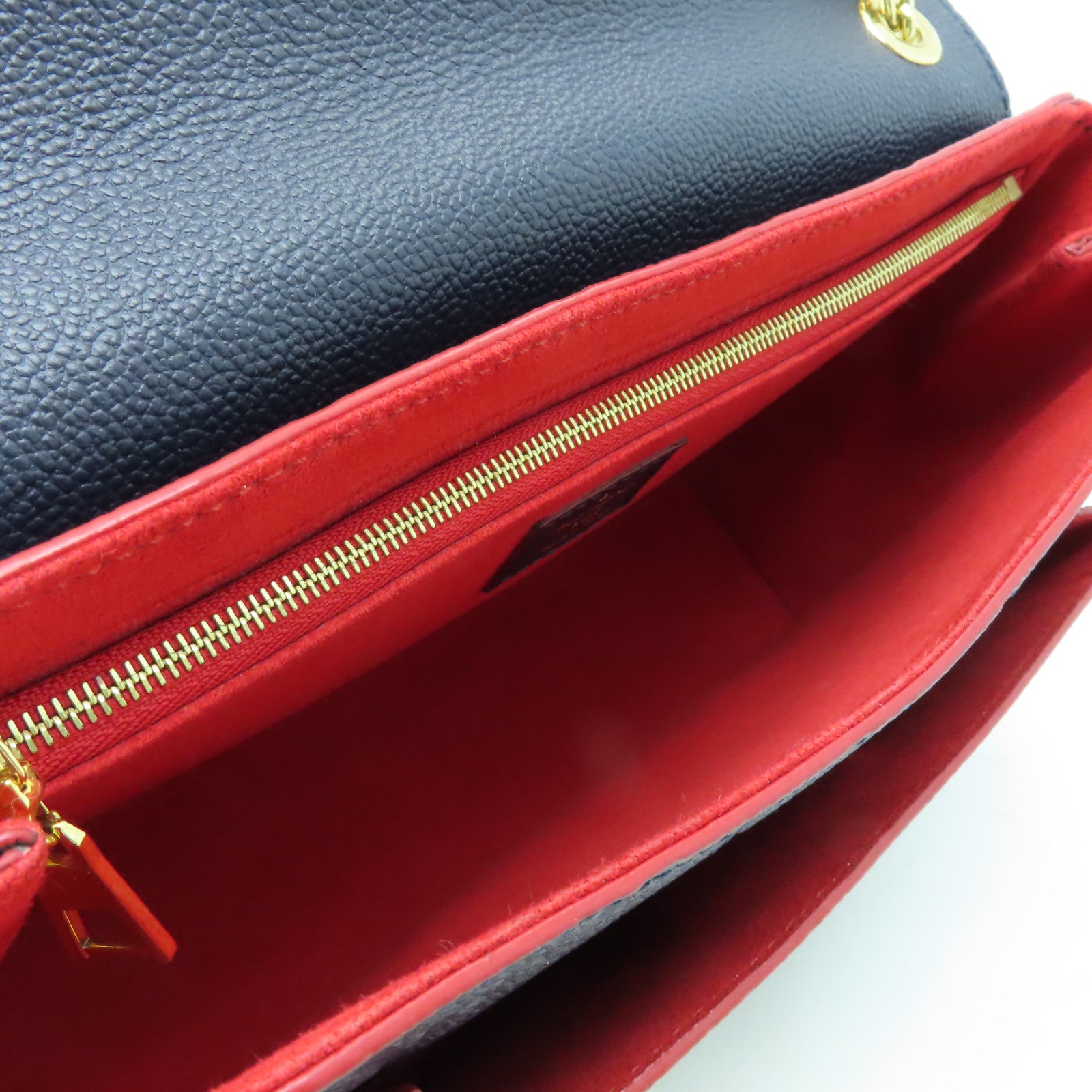 LOUIS VUITTON Monogram Empreinte Vavin金扣鏈帶肩背袋深藍色