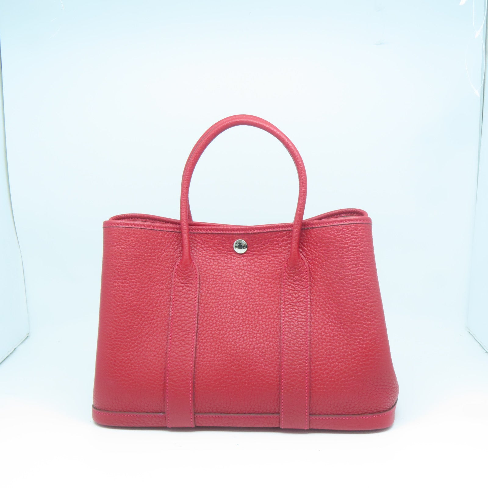 HERMES Negonda皮革Garden Party TPM銀扣手挽袋暗紅