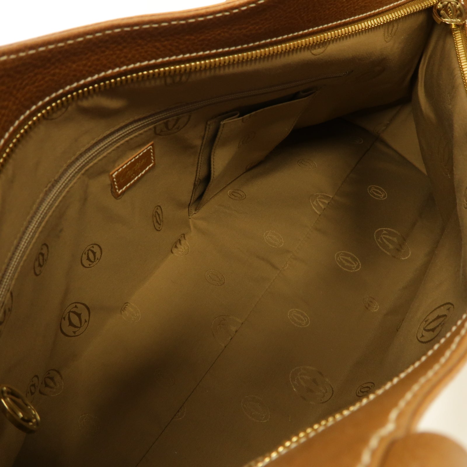 CARTIER 牛皮皮革Marcello Shoulder Bag金扣肩背袋棕色