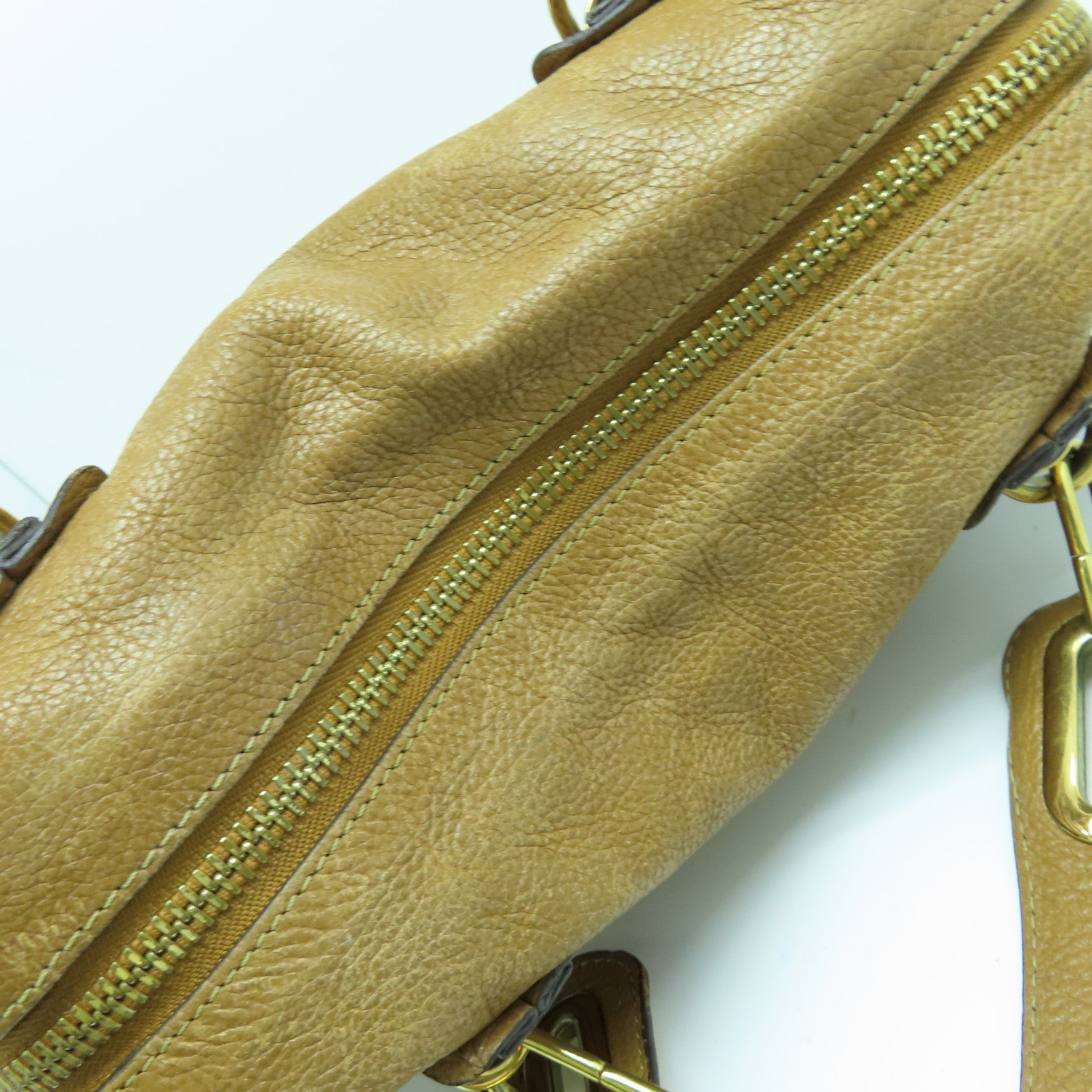 Chloe 牛皮皮革Handbag金扣手挽袋啡色