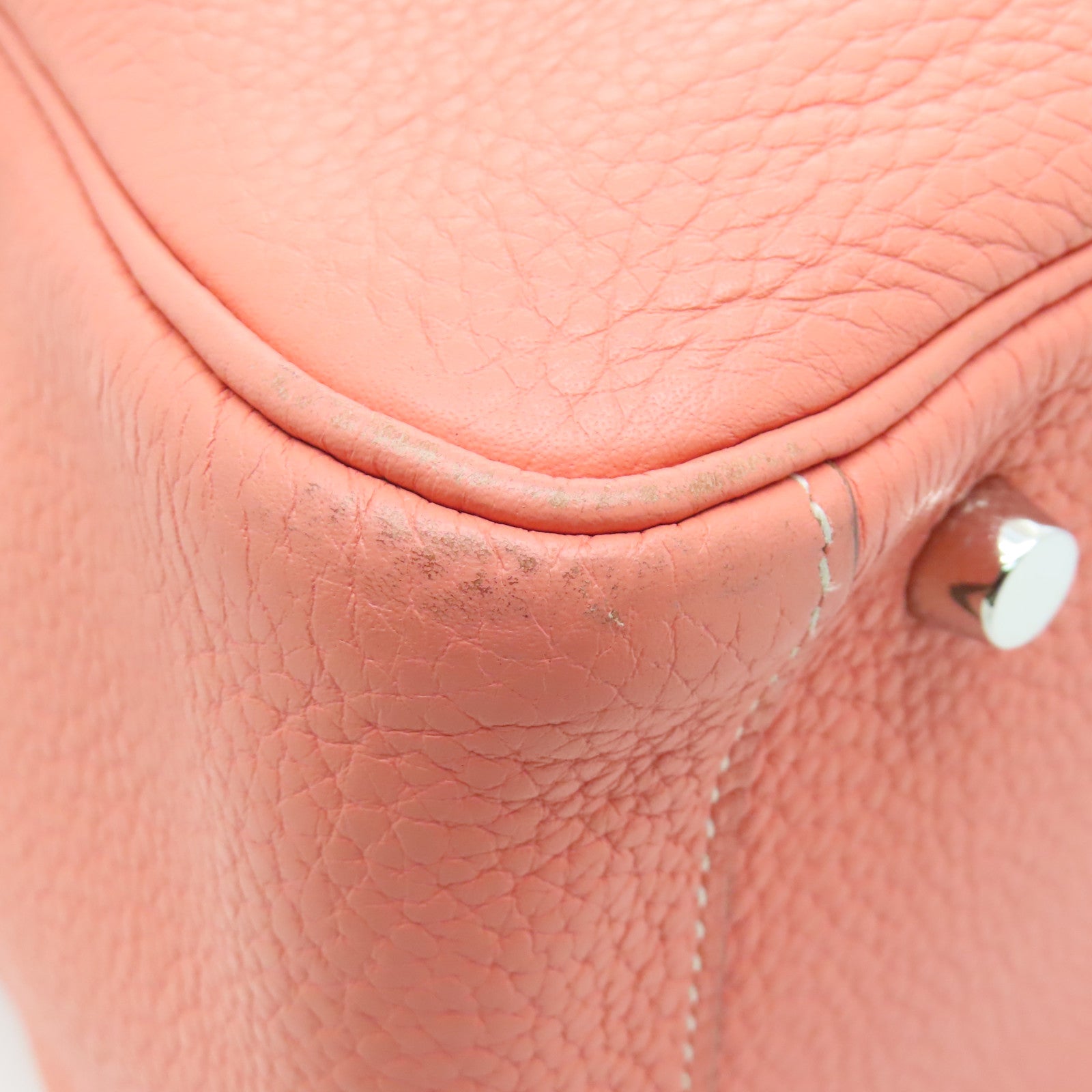 HERMES Clemence Leather Lindy 30 Silver Buckle Shoulder Bag Pink