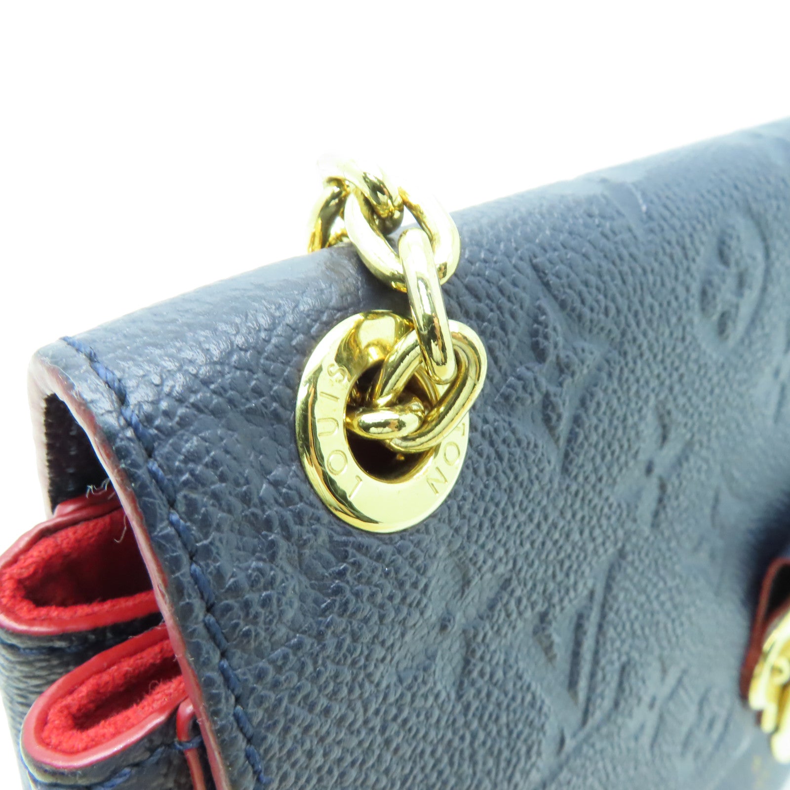 LOUIS VUITTON Monogram Empreinte Vavin金扣鏈帶肩背袋深藍色