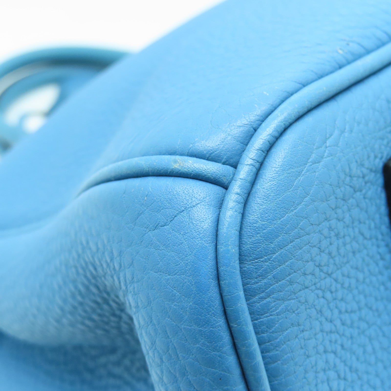 HERMES Togo Leather Birkin 35 Silver Buckle Handle Bag Bule Jean Blue