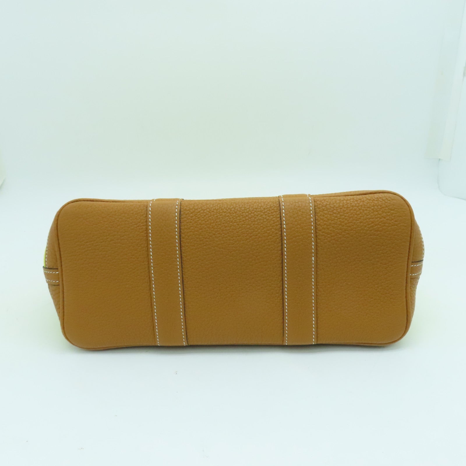 HERMES Canvas Garden Party TPM Silver Buckle Hand Bag Yellow