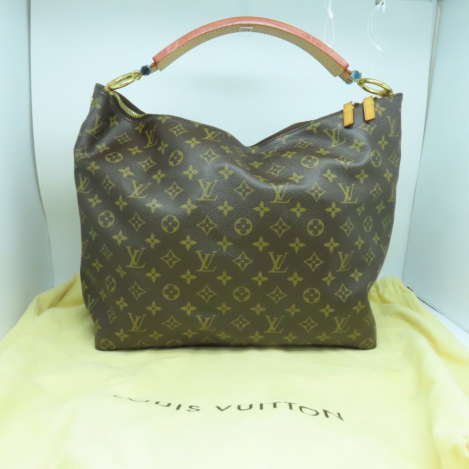 LOUIS VUITTON Monogram Sully MM Gold Buckle Shoulder Bag Brown
