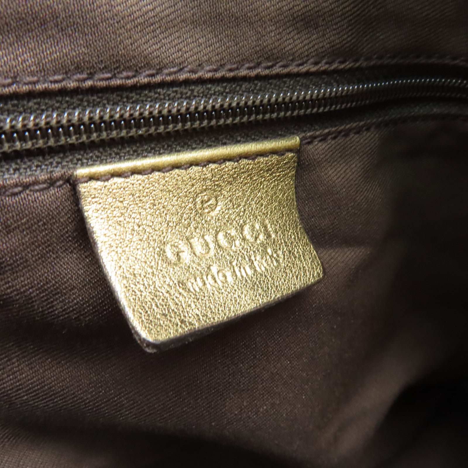 GUCCI 帆布Shoulder Bag金扣肩背袋啡色/金色