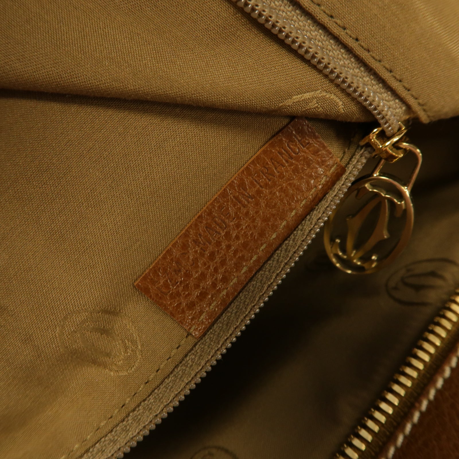 CARTIER 牛皮皮革Marcello Shoulder Bag金扣肩背袋棕色