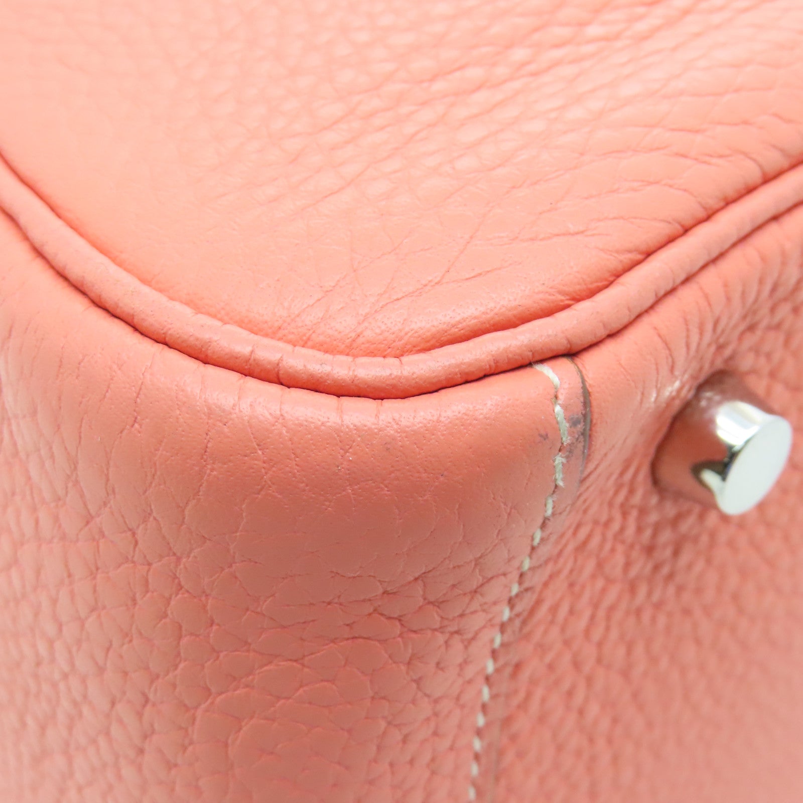 HERMES Clemence Leather Lindy 30 Silver Buckle Shoulder Bag Pink