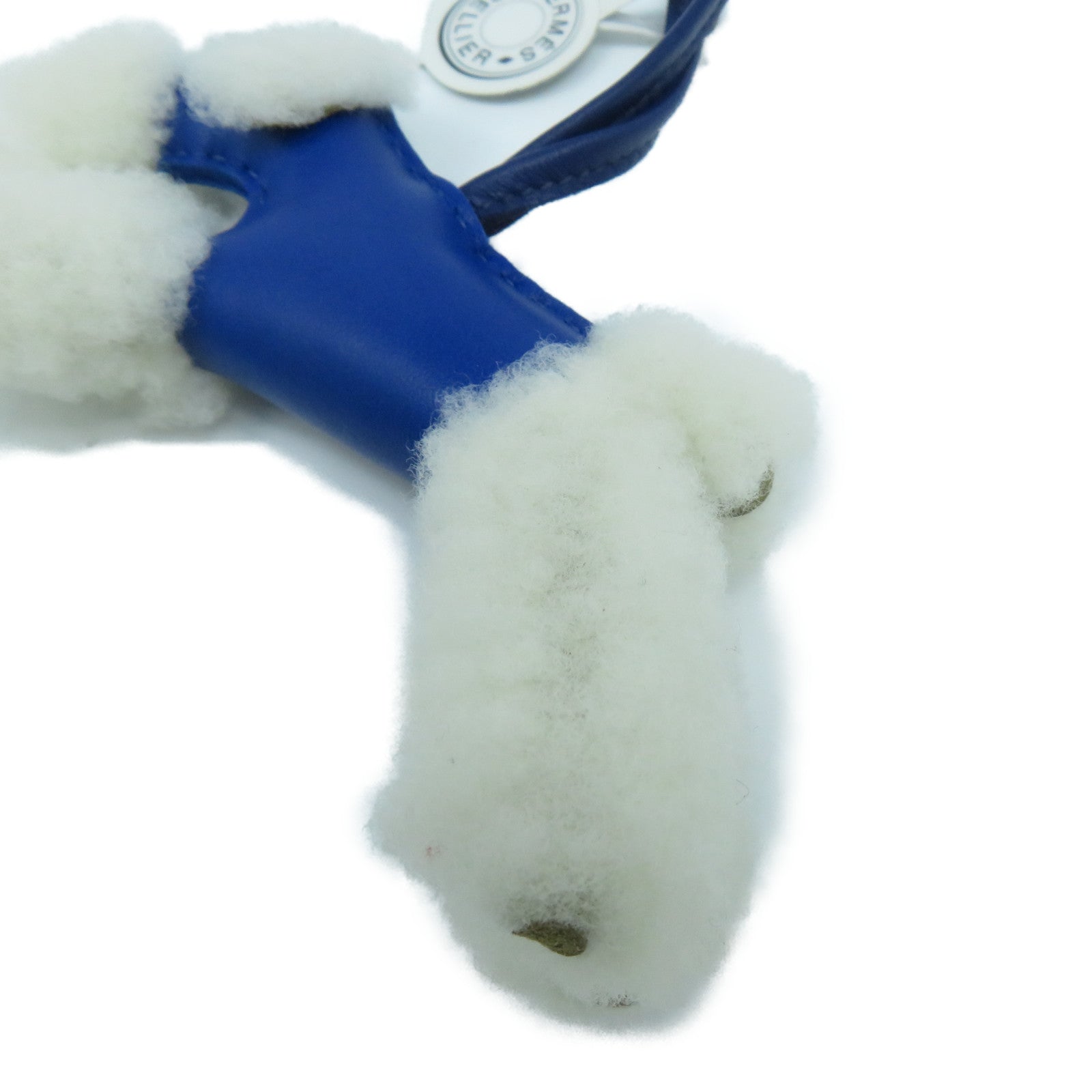 HERMES Swift皮革Buddy Shearling Charm掛飾Bleu Electrique電光藍色