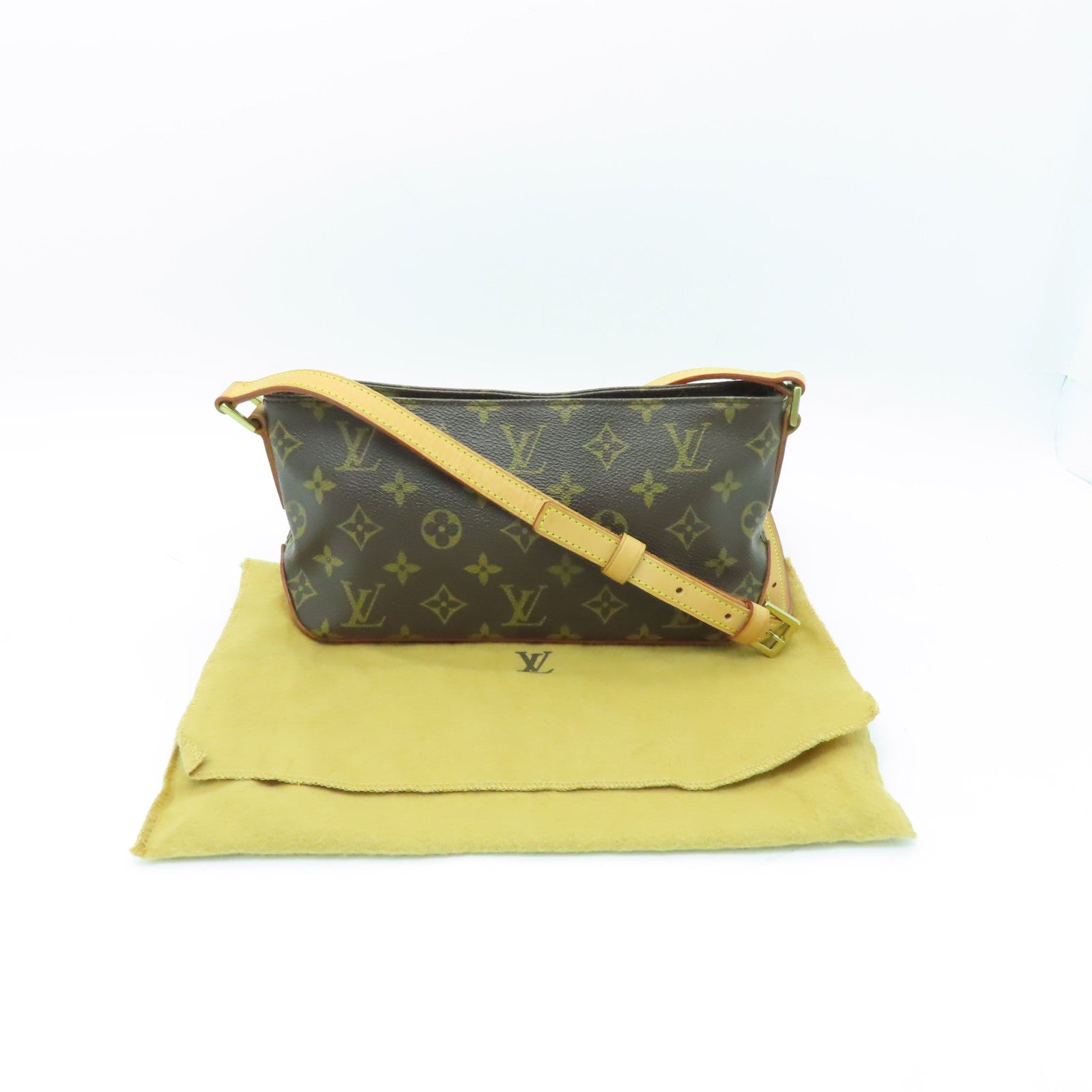 LOUIS VUITTON Monogram Trotteur金扣肩背袋棕色
