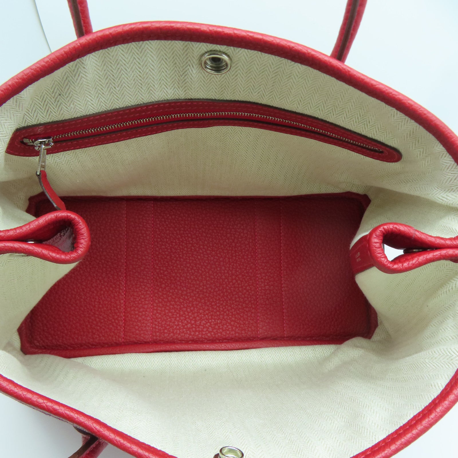 HERMES Negonda皮革Garden Party TPM銀扣手挽袋暗紅