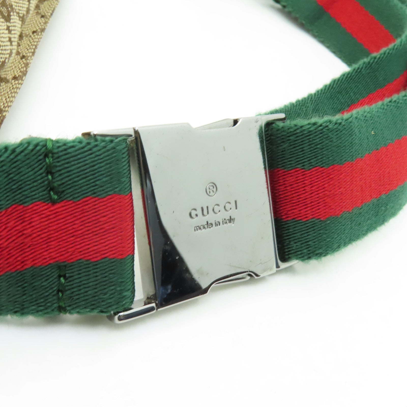 GUCCI 帆布Waist Bag銀扣腰包棕色