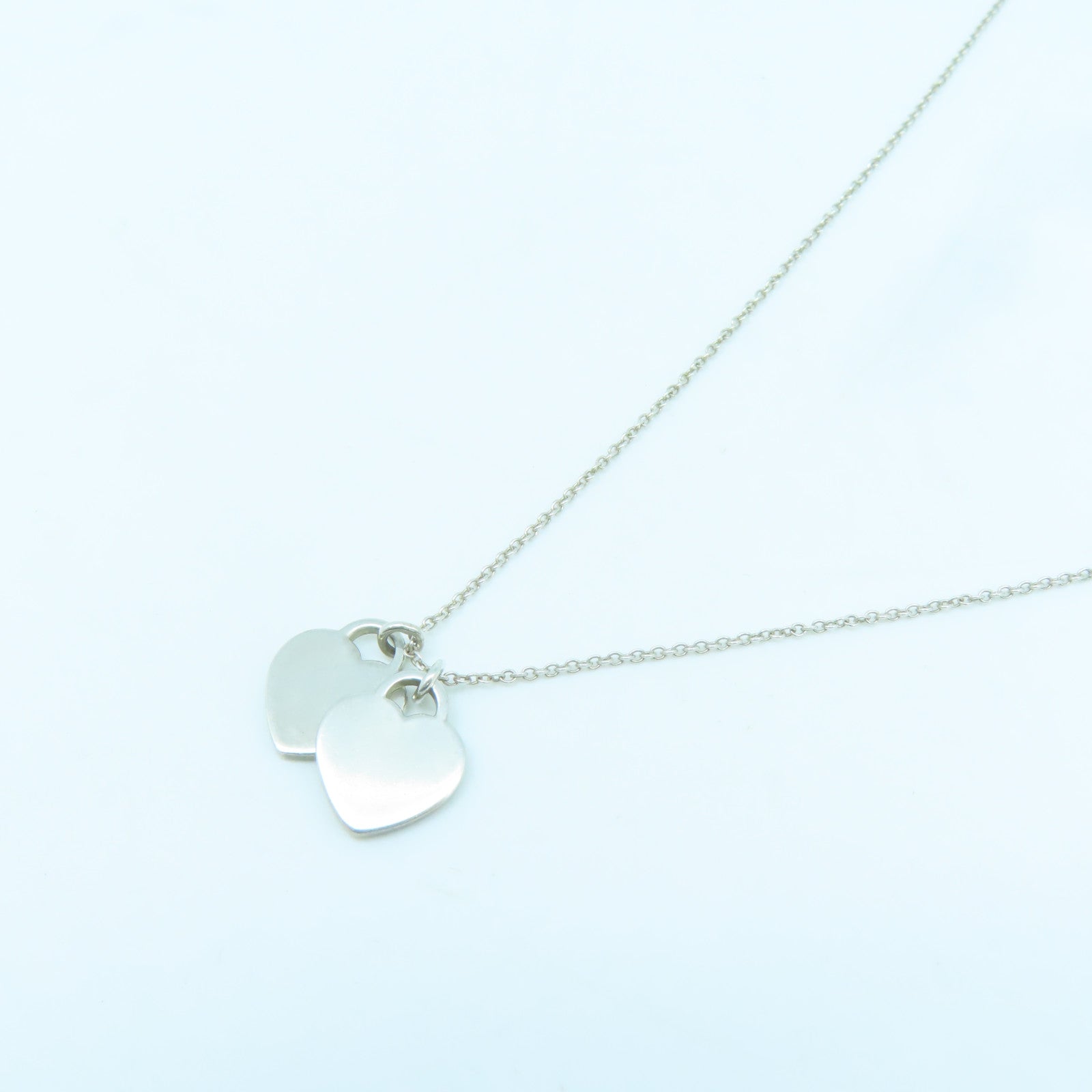 TIFFANY＆CO 925純銀Mini Heart Pendant With Diamond項鍊藍色/銀色