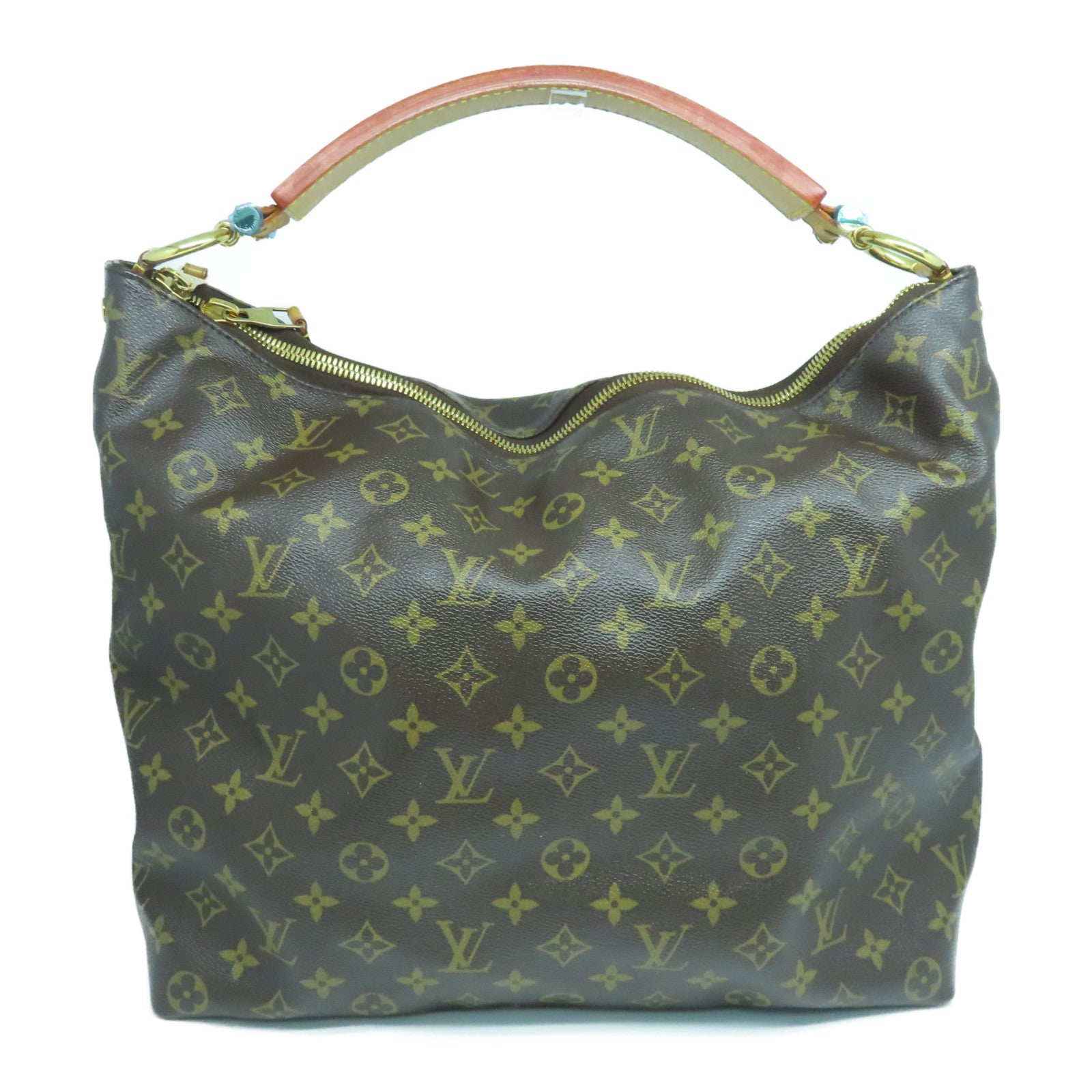 LOUIS VUITTON Monogram Sully MM Gold Buckle Shoulder Bag Brown