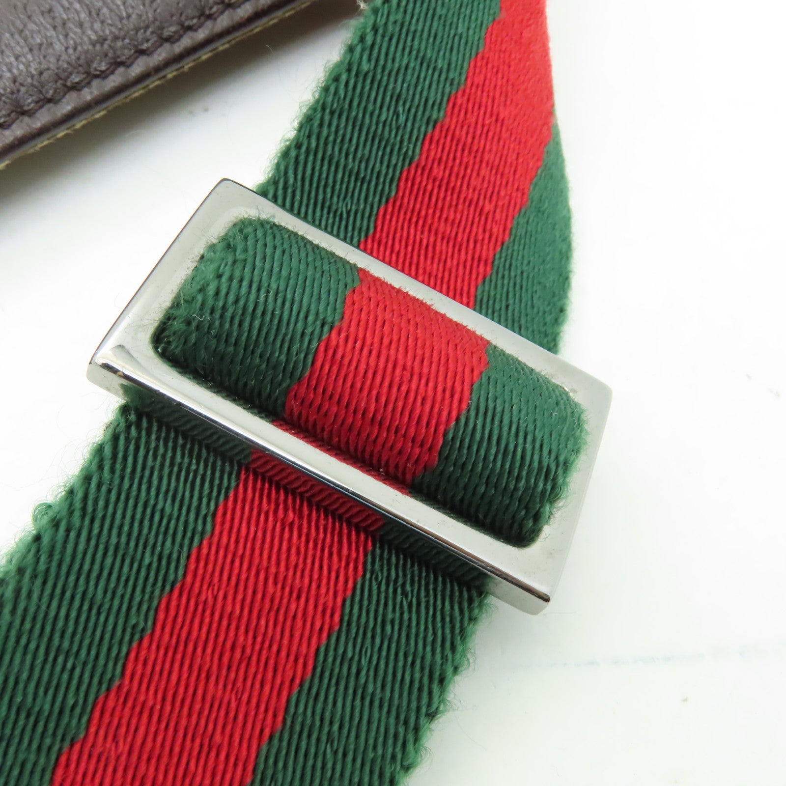 GUCCI 帆布Waist Bag銀扣腰包棕色