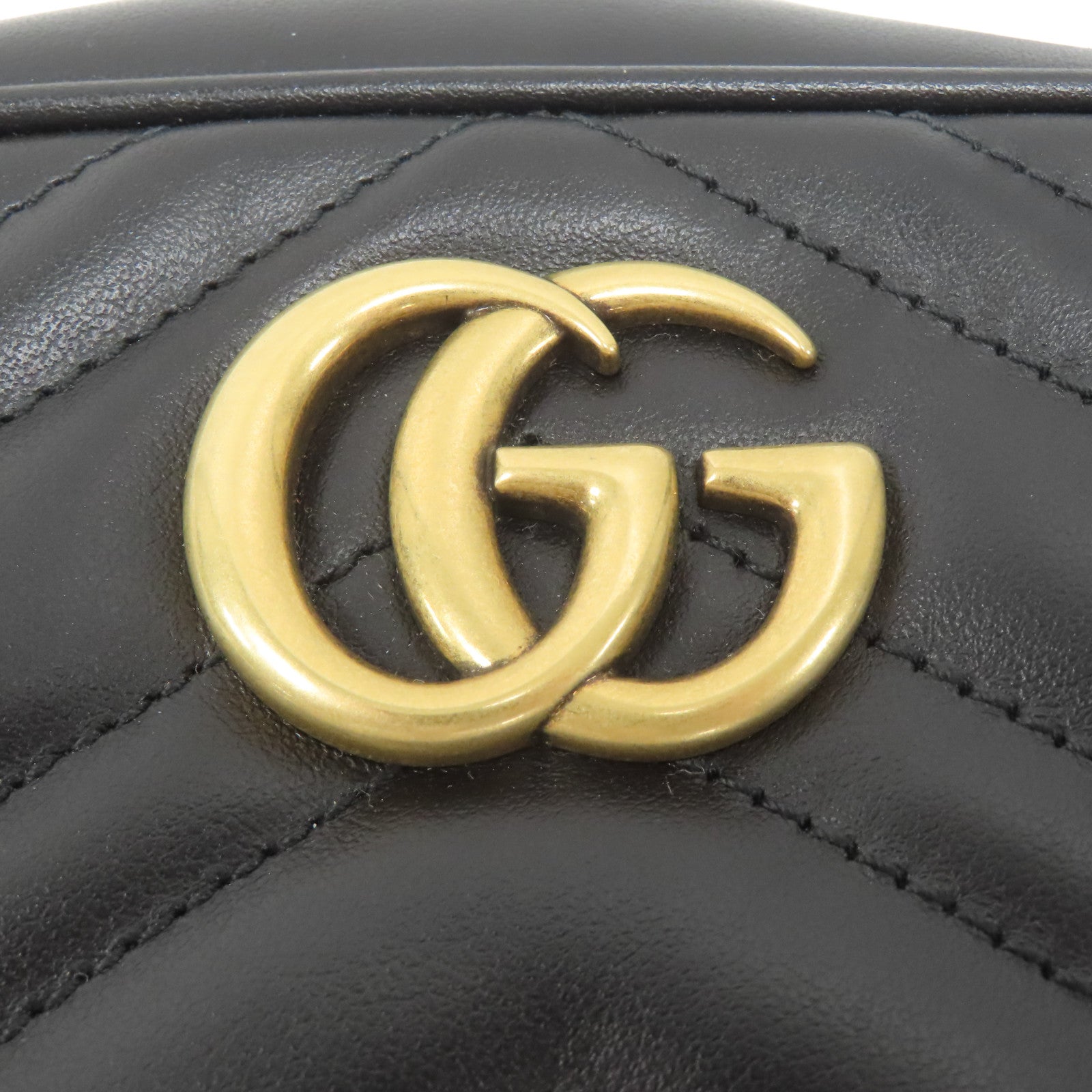 GUCCI 牛皮皮革GG Marmont金扣肩背袋黑色