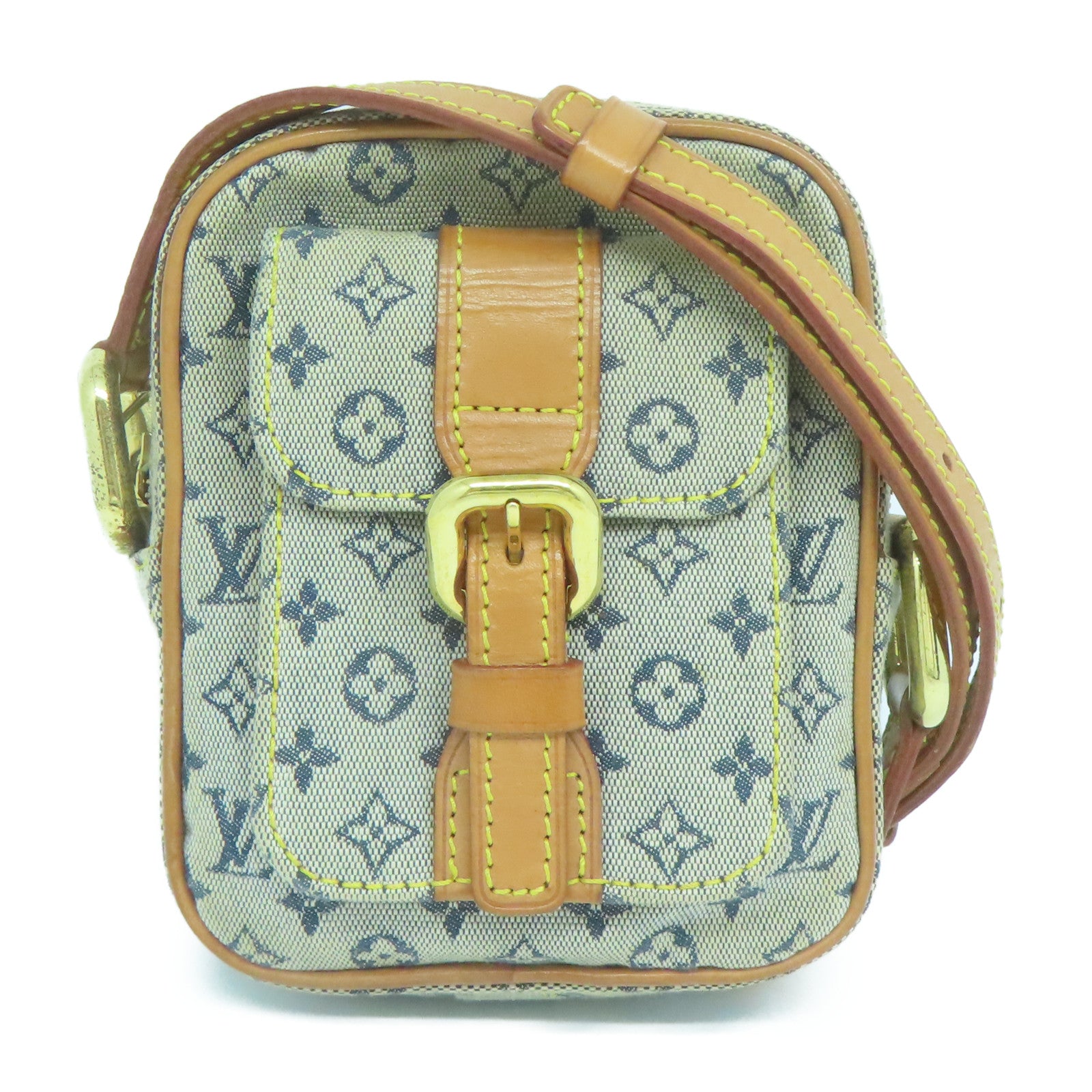 LOUIS VUITTON Monogram Mini Juliet PM金扣肩背袋淺藍色/棕色