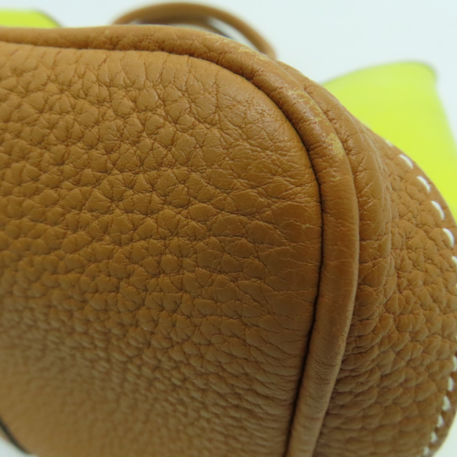 HERMES Canvas Garden Party TPM Silver Buckle Hand Bag Yellow