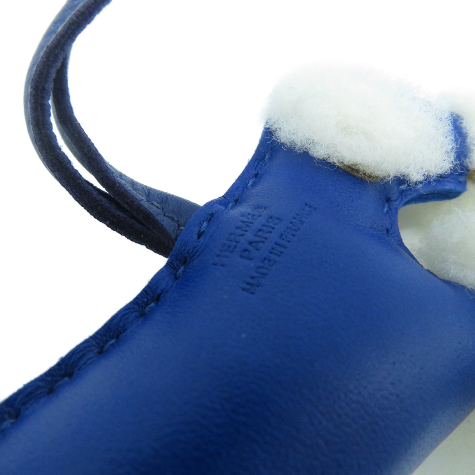 HERMES Swift皮革Buddy Shearling Charm掛飾Bleu Electrique電光藍色