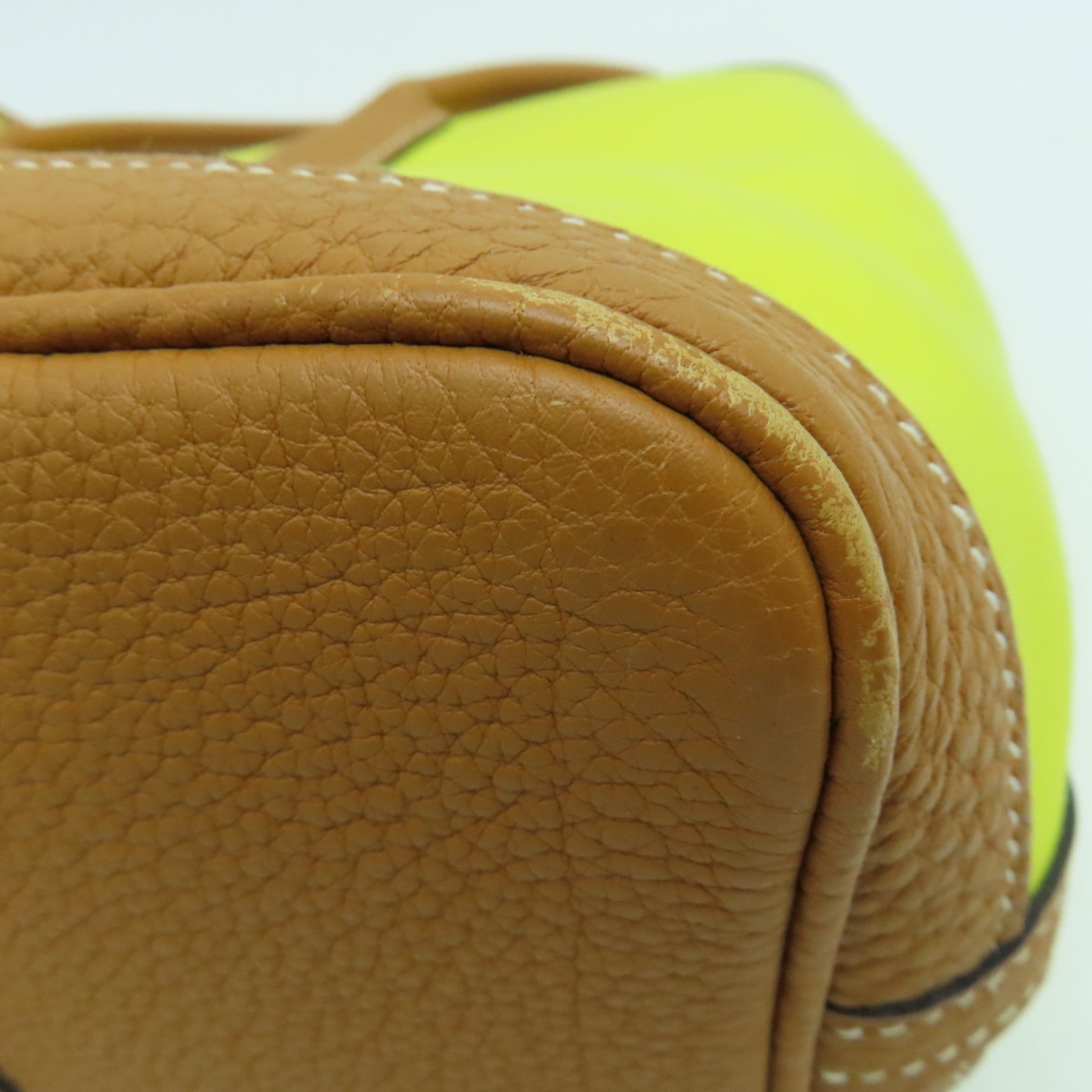 HERMES Canvas Garden Party TPM Silver Buckle Hand Bag Yellow