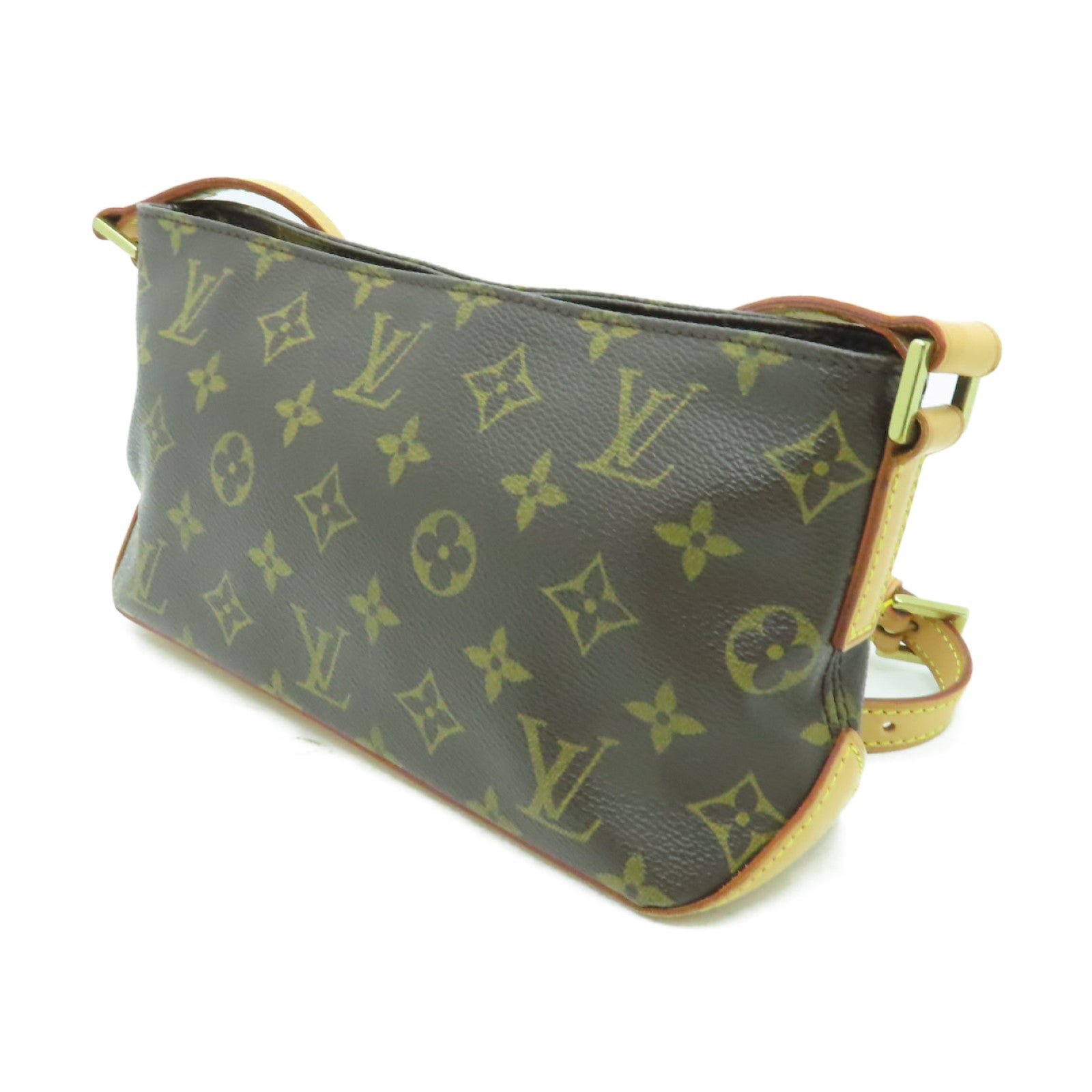 LOUIS VUITTON Monogram Trotteur金扣肩背袋棕色