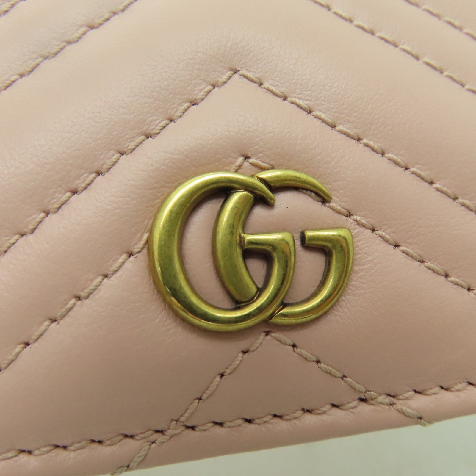 GUCCI 牛皮皮革Card Case金扣卡片套粉紅色