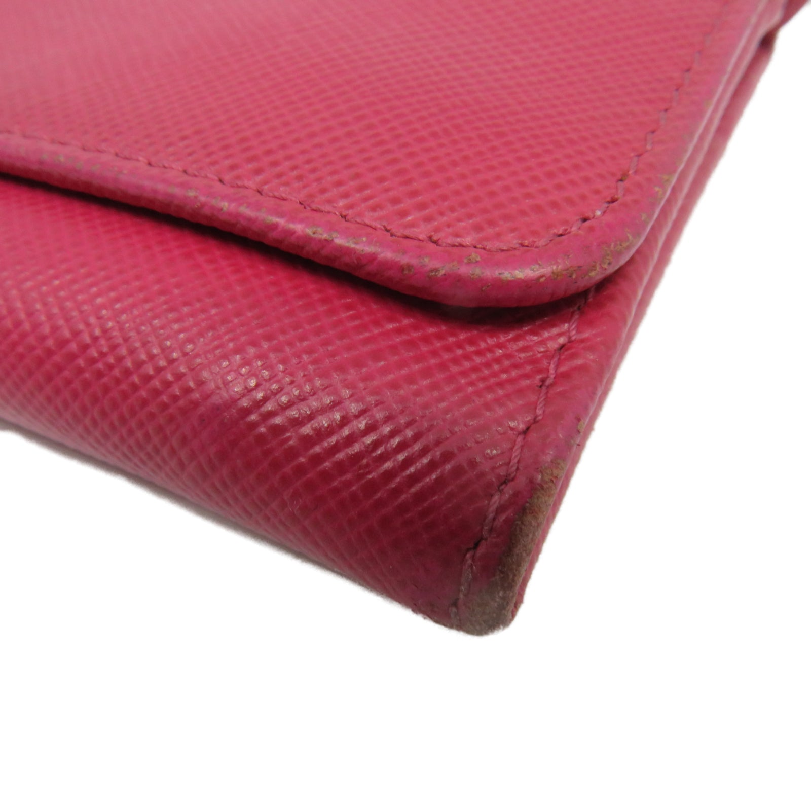 PRADA Saffiano皮革Long wallet金扣錢包粉紅色
