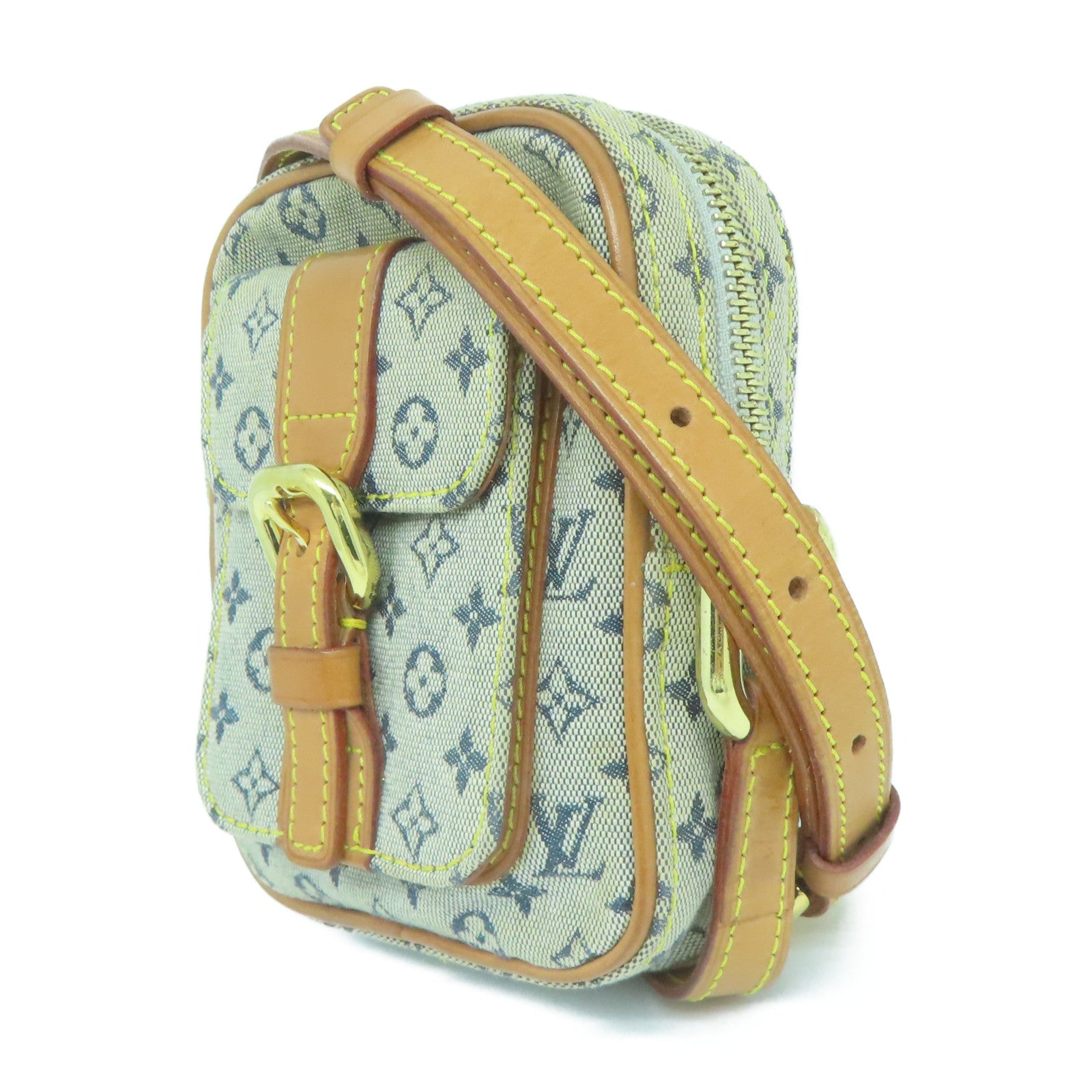 LOUIS VUITTON Monogram Mini Juliet PM金扣肩背袋淺藍色/棕色