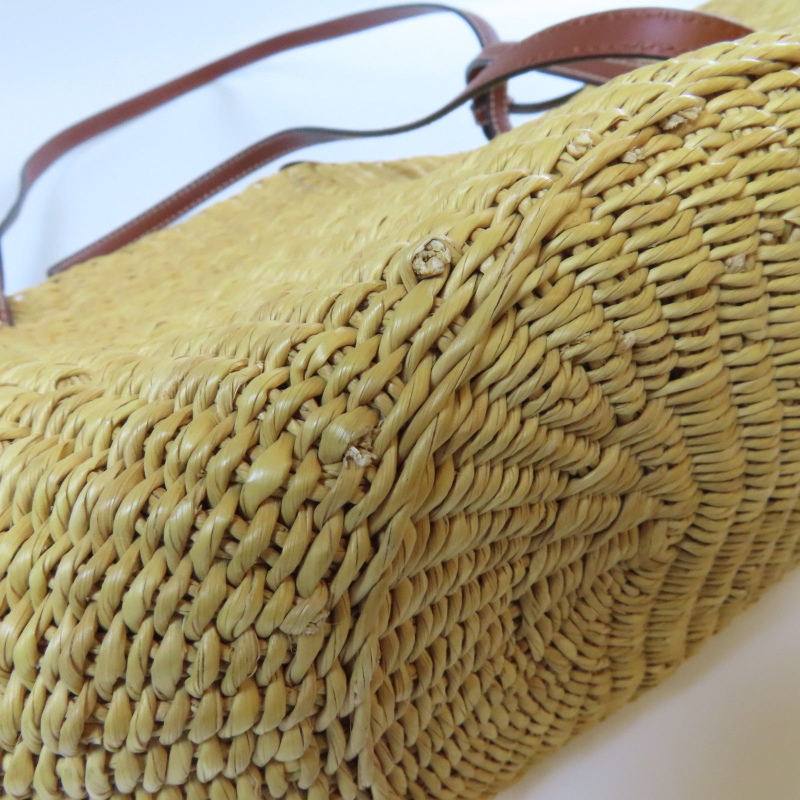 LOEWE 酒椰/皮革Shell Basket肩背袋米色/啡色