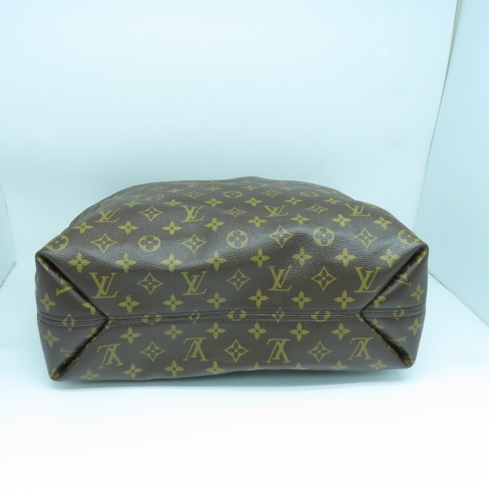 LOUIS VUITTON Monogram Sully MM Gold Buckle Shoulder Bag Brown