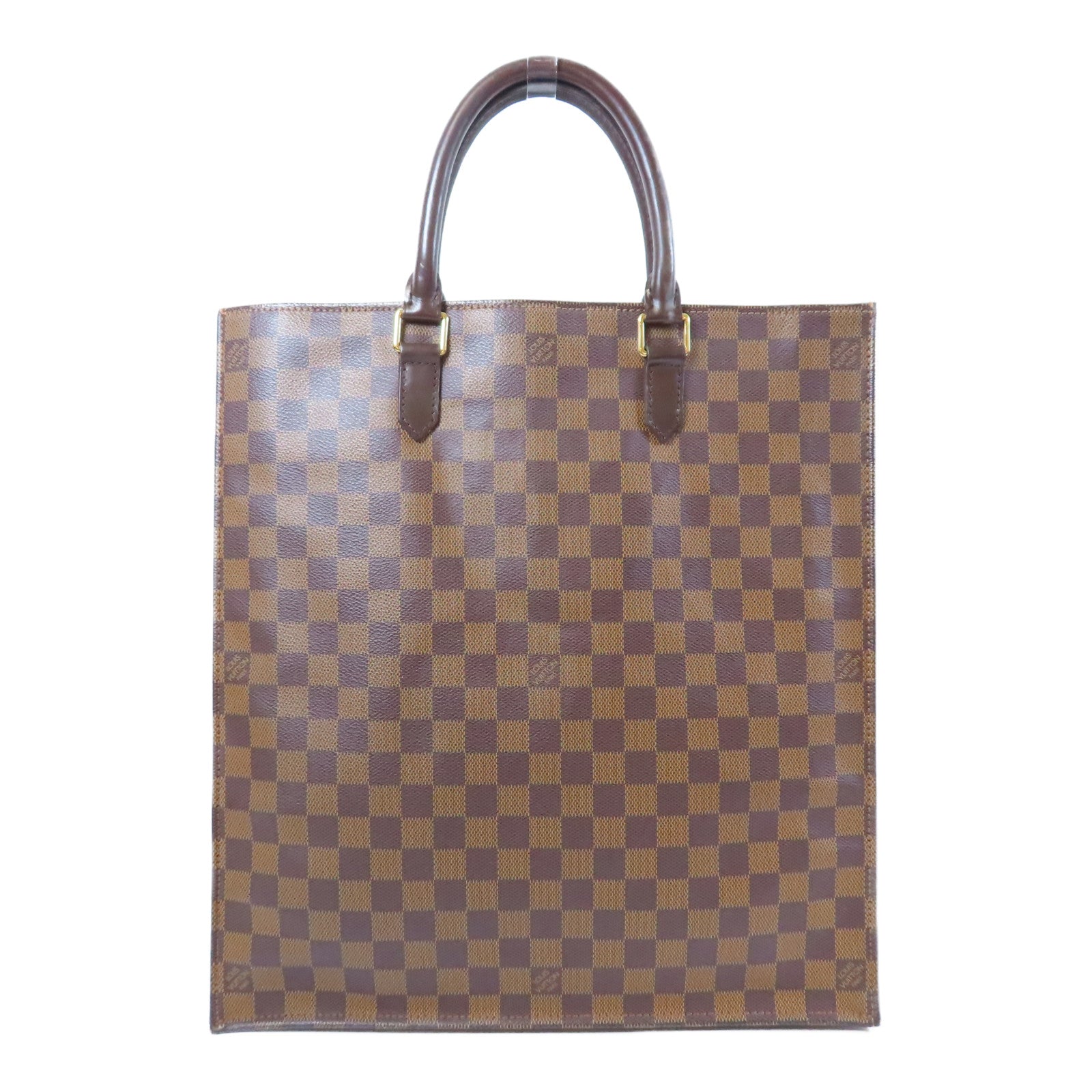 LOUIS VUITTON Damier Ebene Sac Plat金扣手挽袋啡色