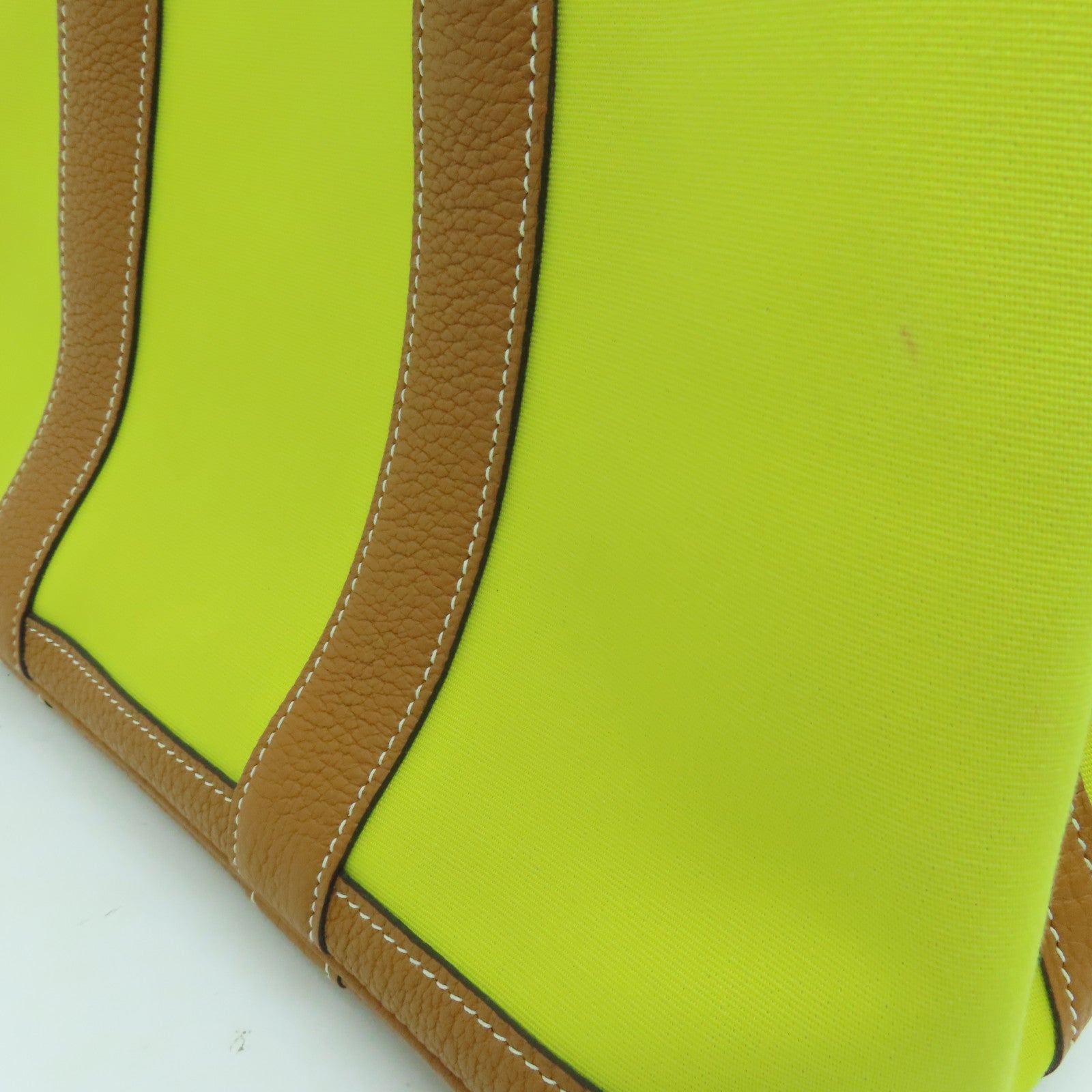 HERMES Canvas Garden Party TPM Silver Buckle Hand Bag Yellow