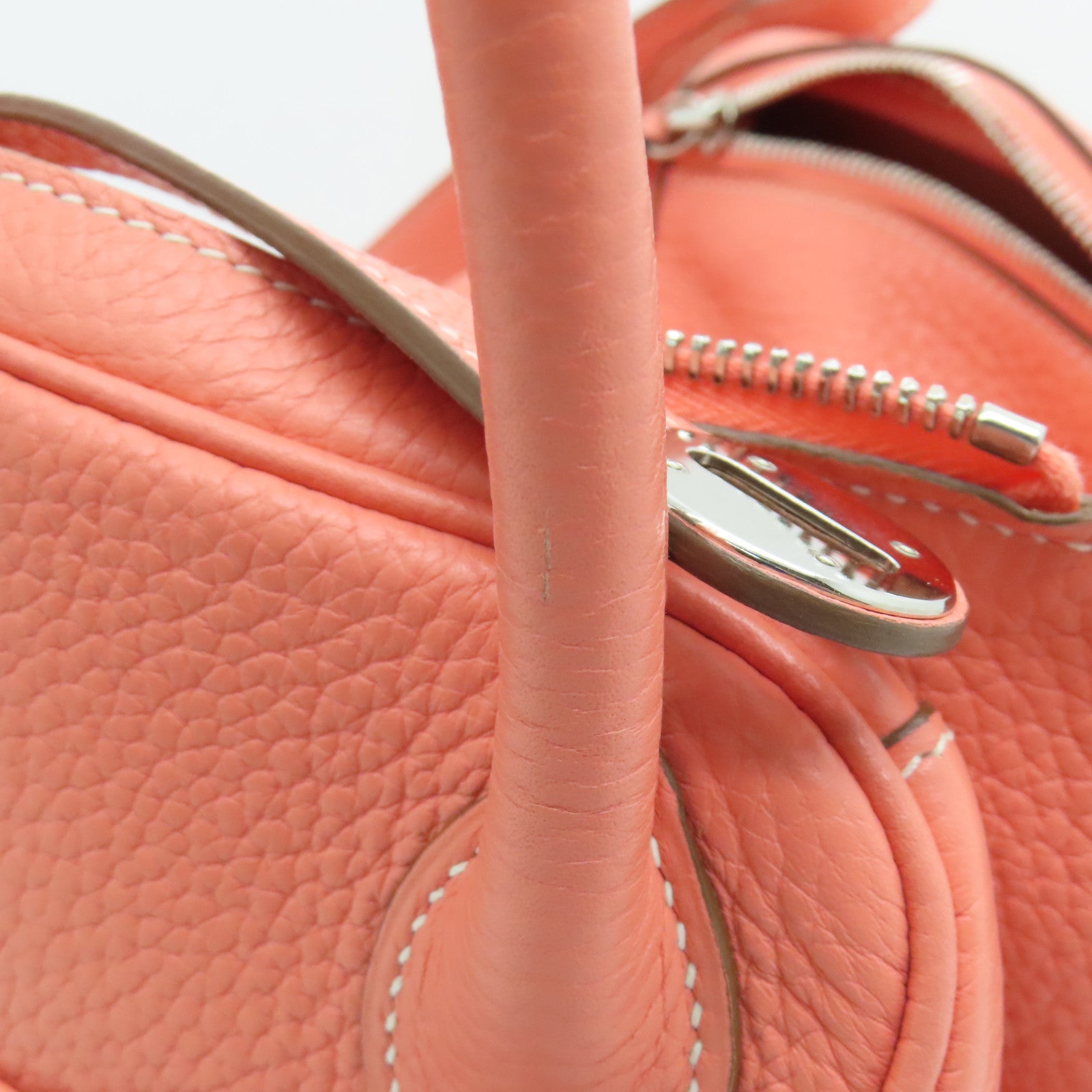 HERMES Clemence Leather Lindy 30 Silver Buckle Shoulder Bag Pink