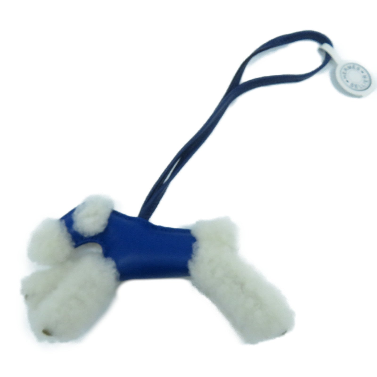 HERMES Swift皮革Buddy Shearling Charm掛飾Bleu Electrique電光藍色