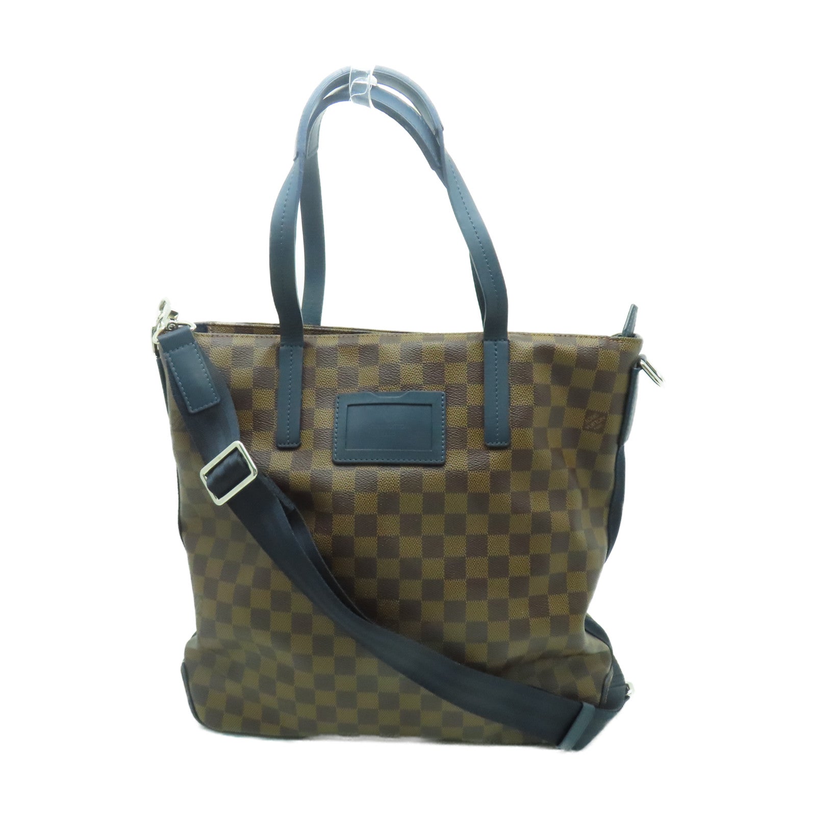 LOUIS VUITTON Damier Ebene Herald銀扣手挽肩背兩用袋啡色/藍色
