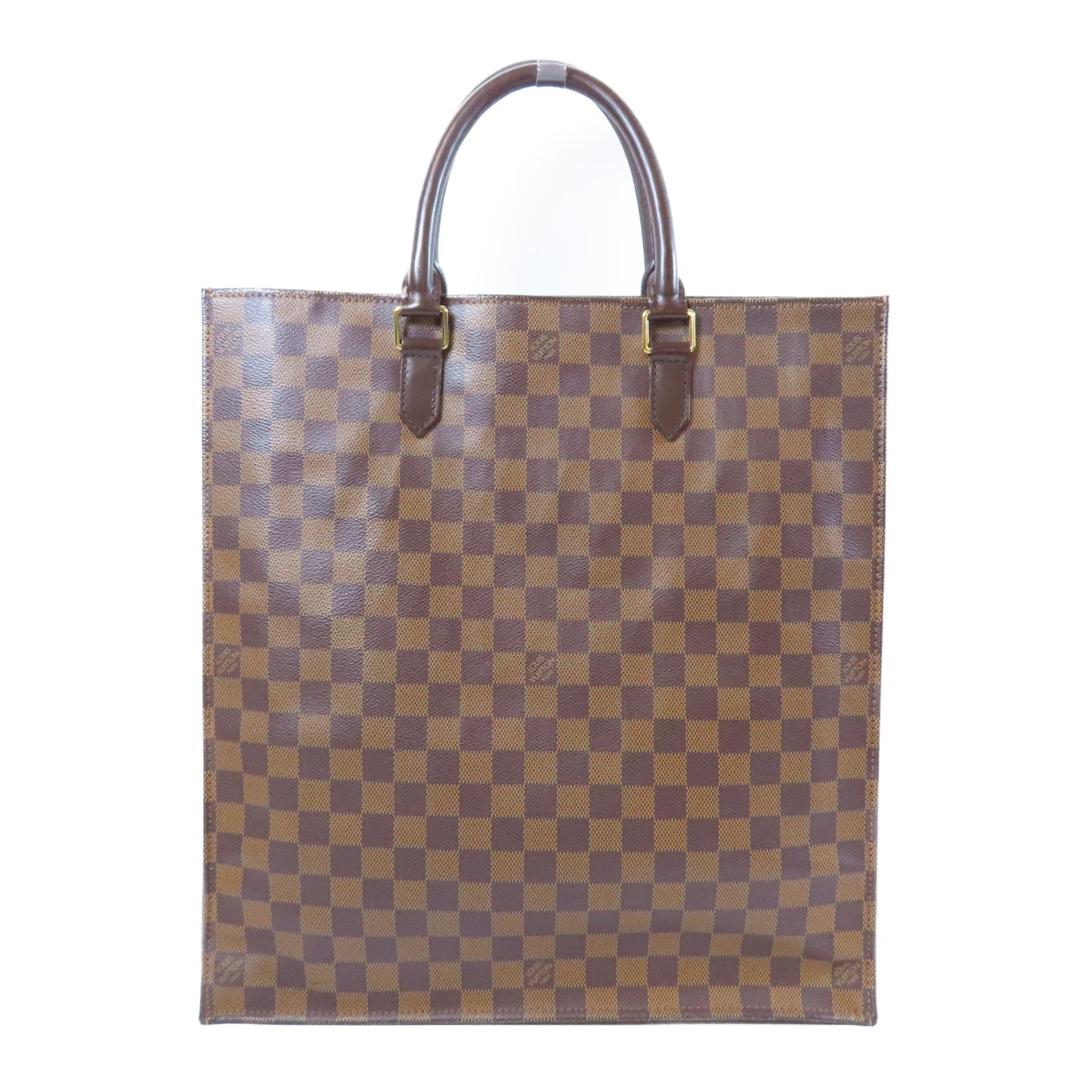 LOUIS VUITTON Damier Ebene Sac Plat金扣手挽袋啡色