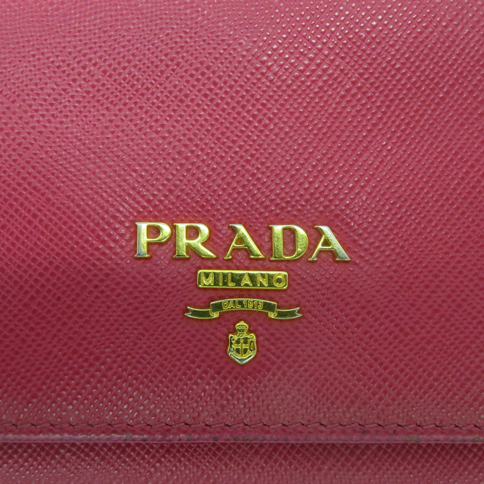 PRADA Saffiano皮革Long wallet金扣錢包粉紅色