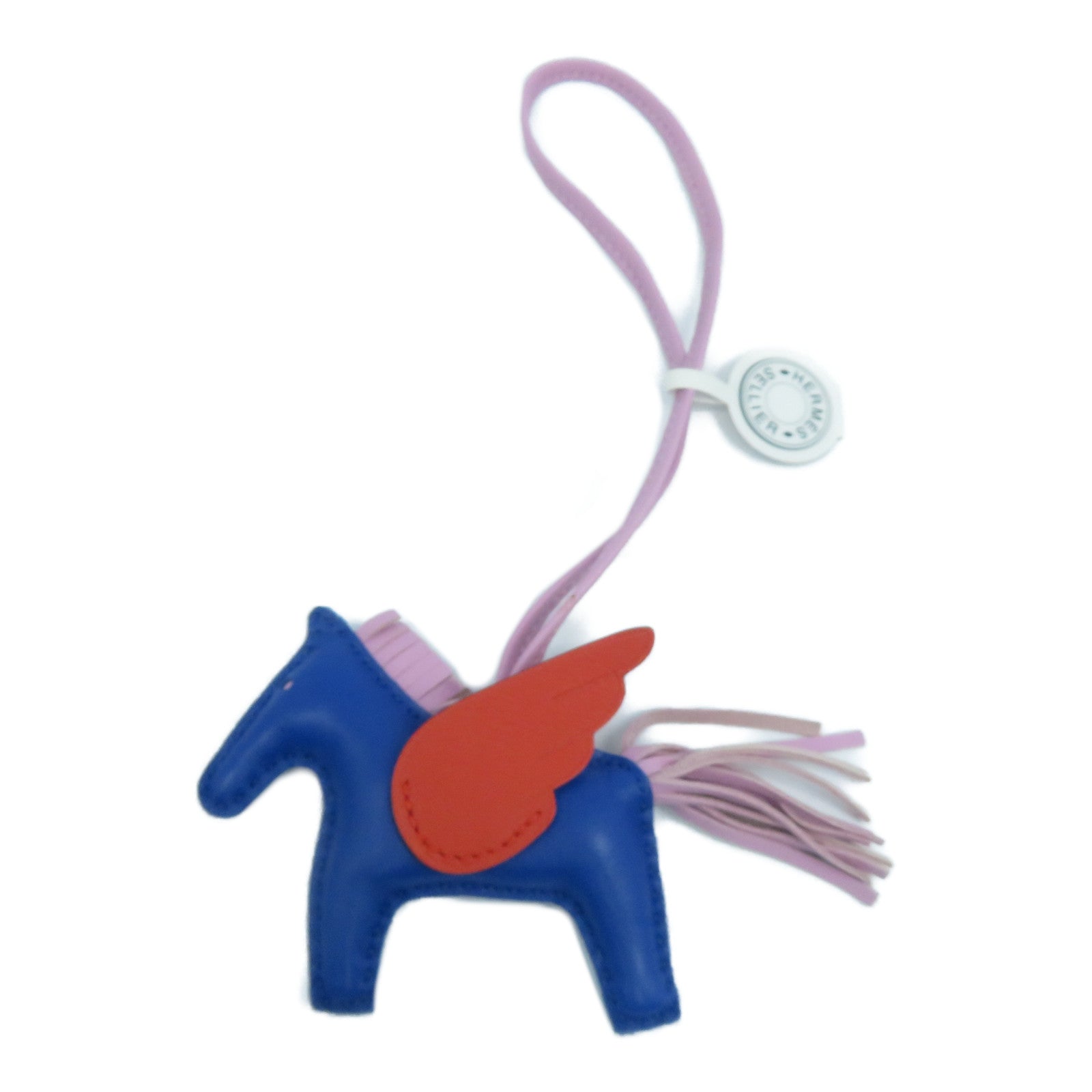 HERMES Swift皮革Rodeo Pegasus PM掛飾Bleu Electrique電光藍色