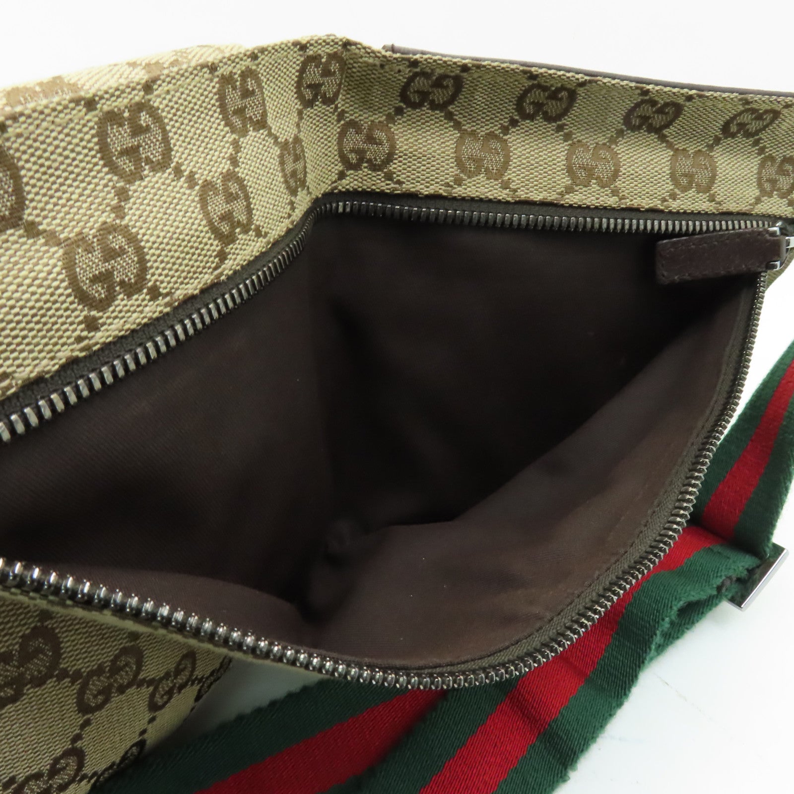 GUCCI 帆布Waist Bag銀扣腰包棕色