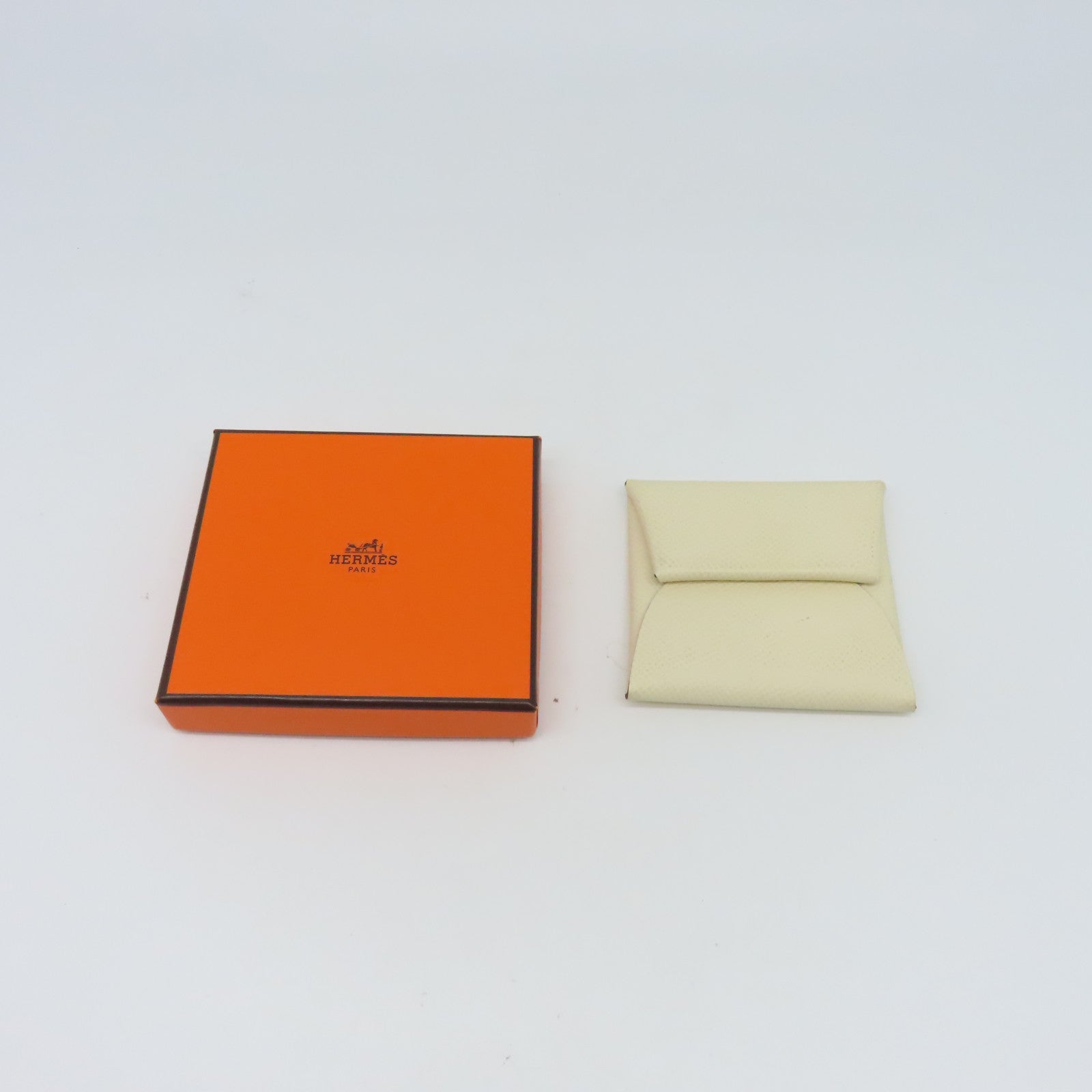 HERMES Epsom皮革Coin Purse U銀扣零錢包白色