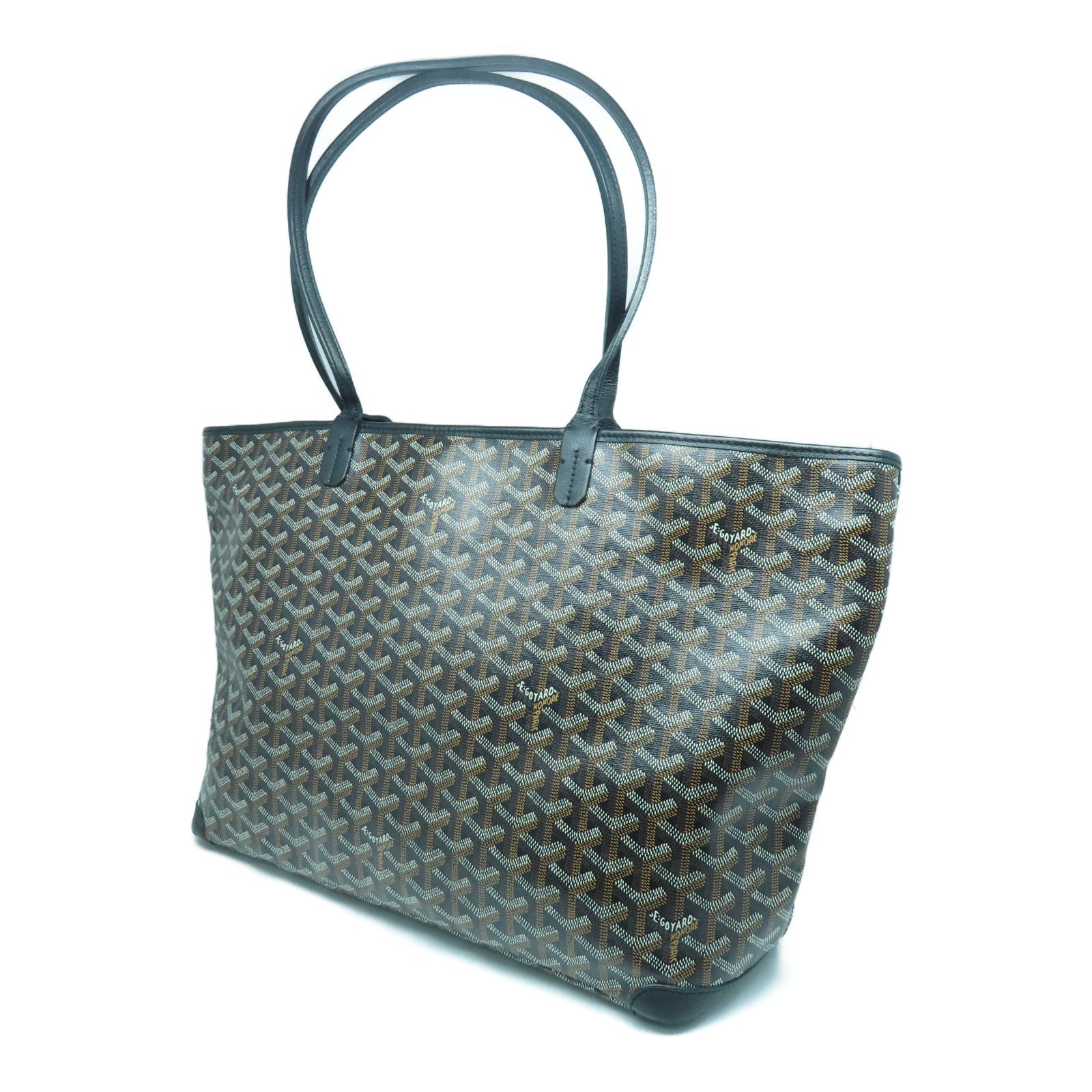 GOYARD 涂层帆布Tote Bag银扣手挽袋黑色啡色