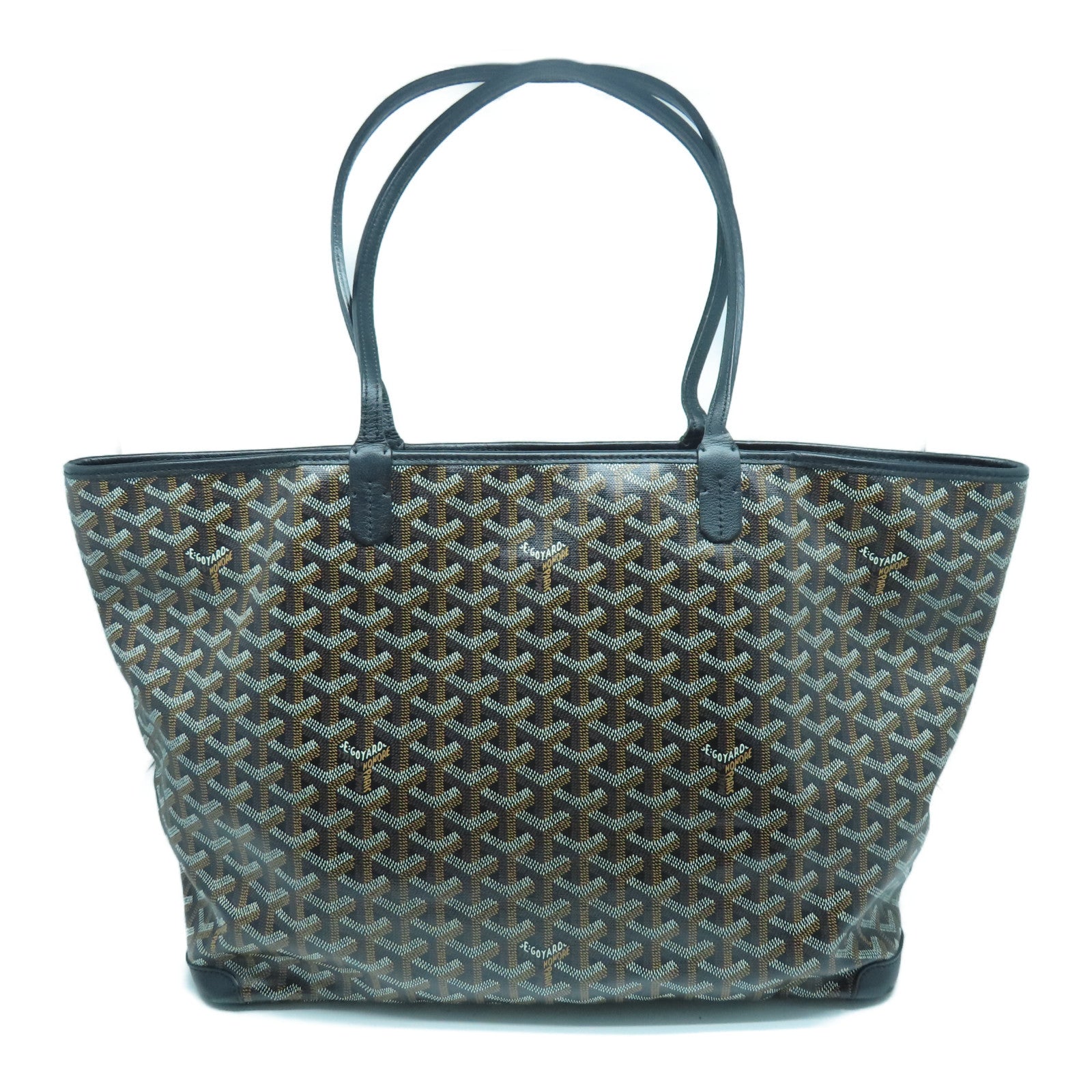GOYARD 涂层帆布Tote Bag银扣手挽袋黑色啡色