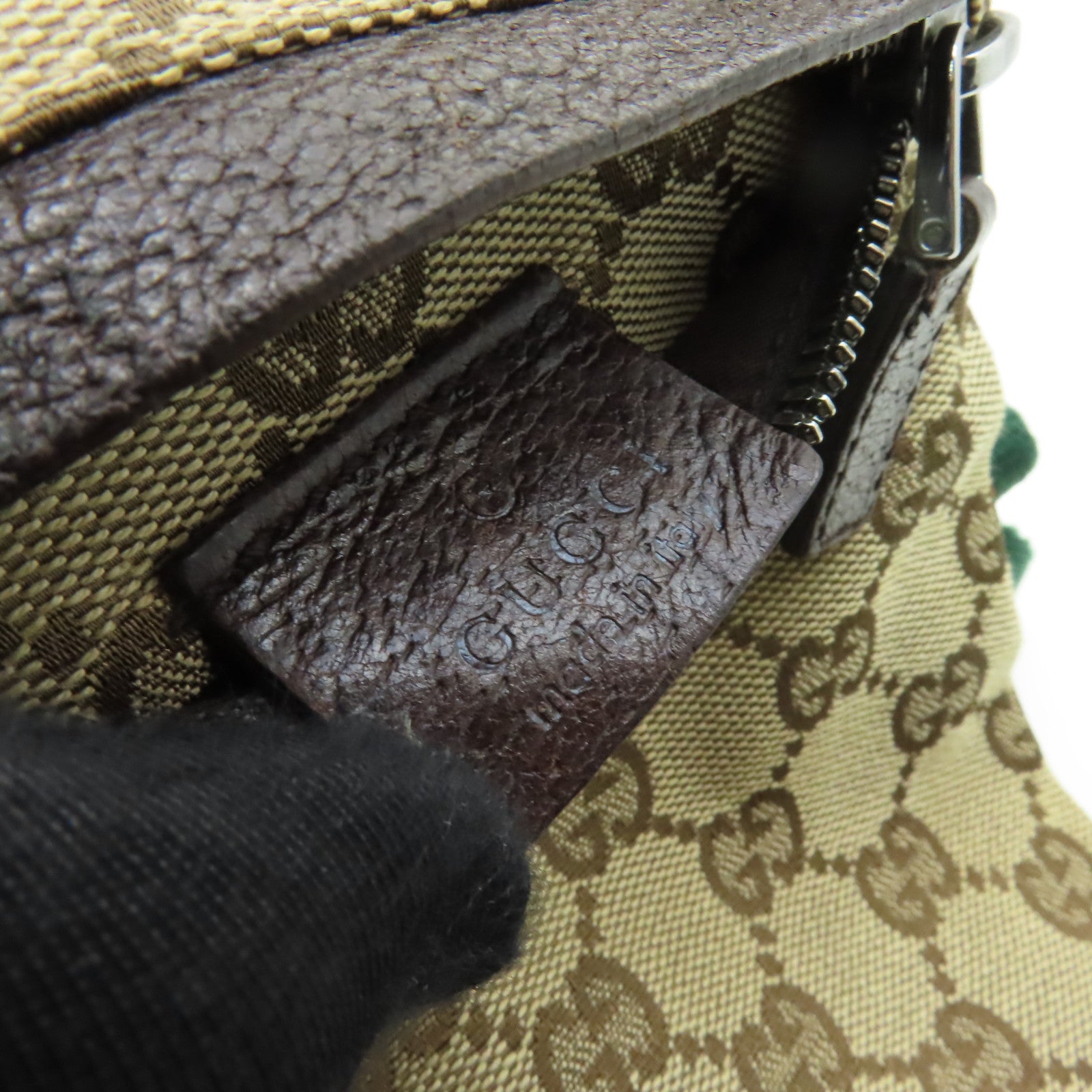 GUCCI 帆布Waist Bag銀扣腰包棕色