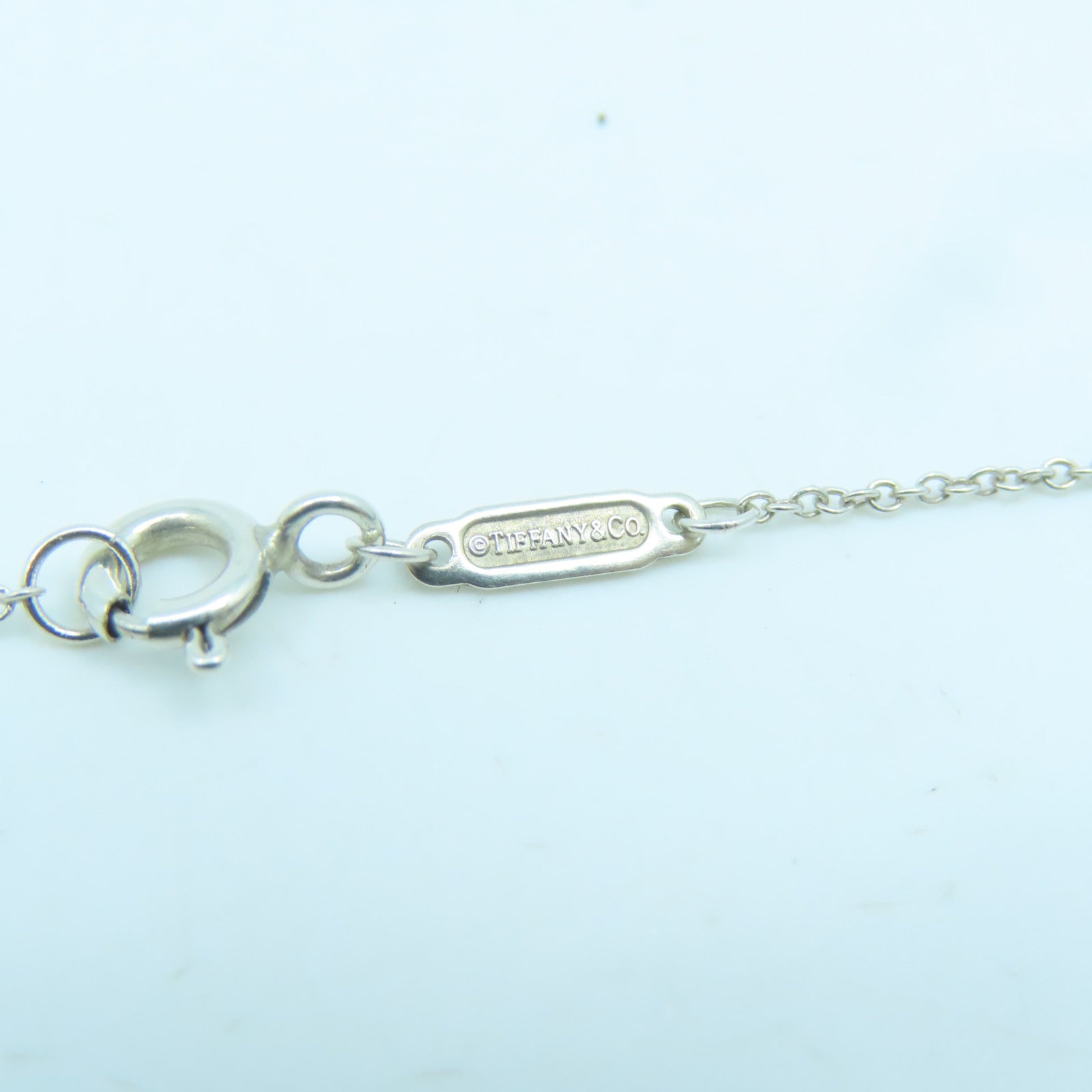 TIFFANY＆CO 925純銀Mini Heart Pendant With Diamond項鍊藍色/銀色