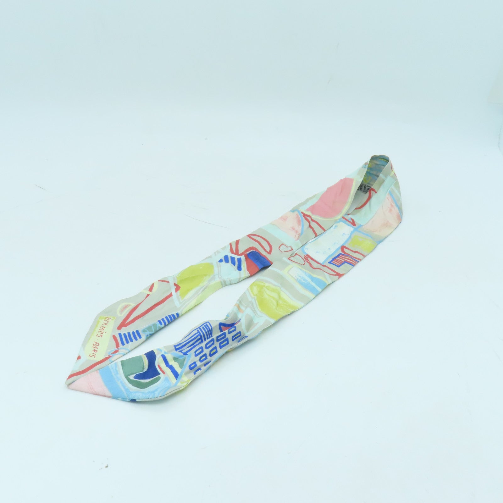 HERMES Silk Twilly Scarf Gray/Color