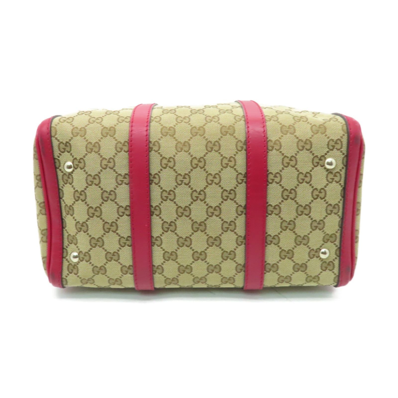 GUCCI 帆布/皮革2 Way Shoulder金扣手挽肩背兩用袋啡色/紅色