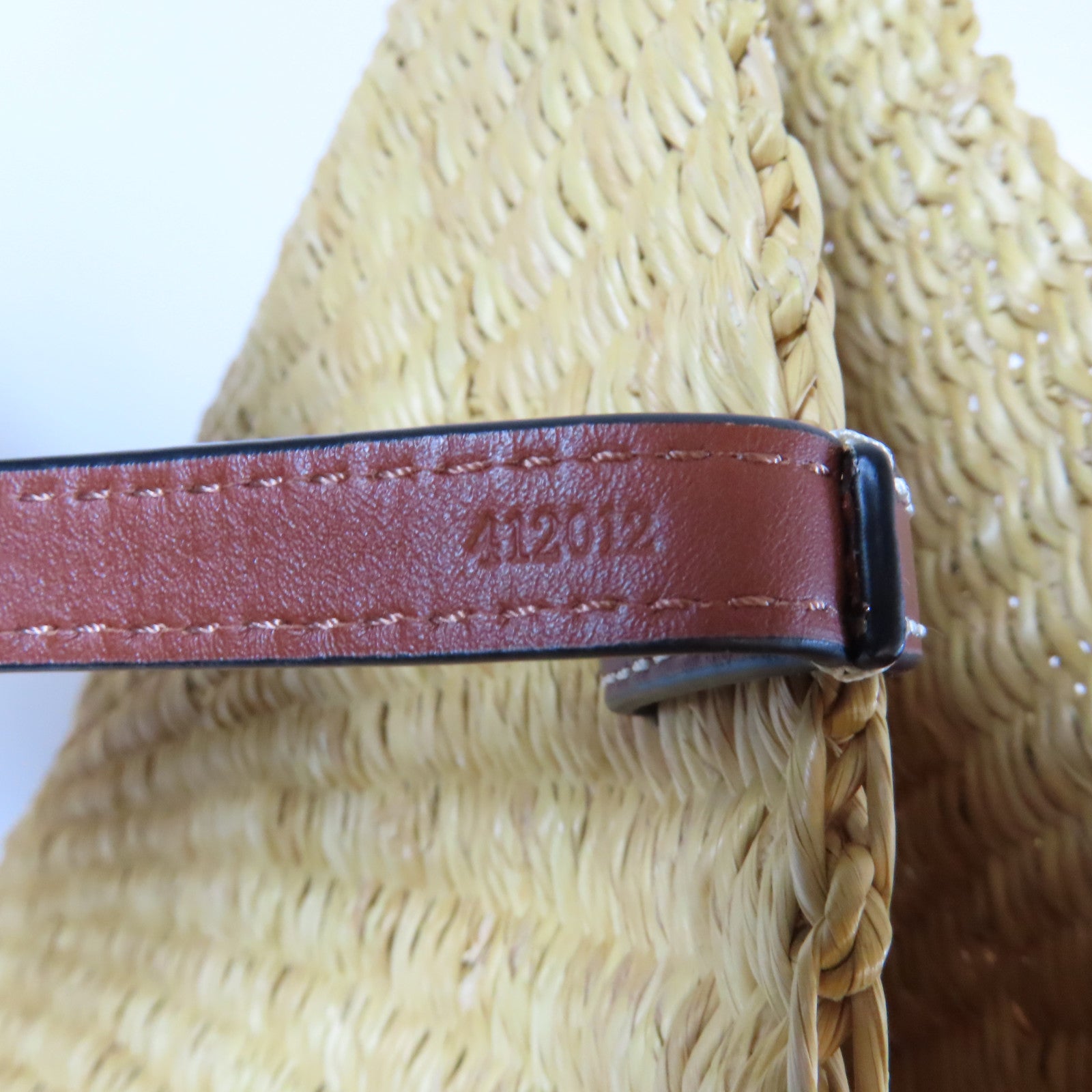 LOEWE 酒椰/皮革Shell Basket肩背袋米色/啡色