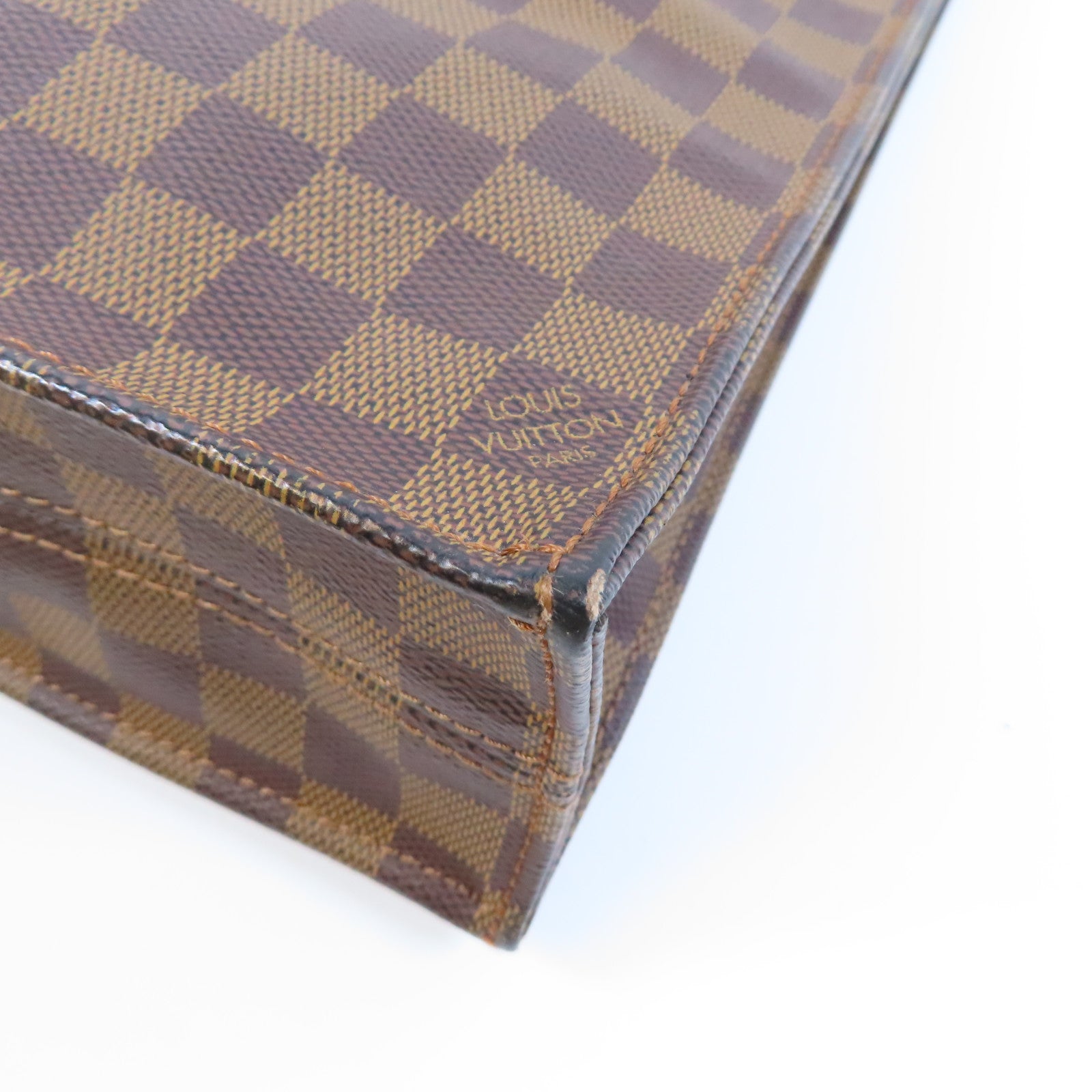 LOUIS VUITTON Damier Ebene Sac Plat金扣手挽袋啡色