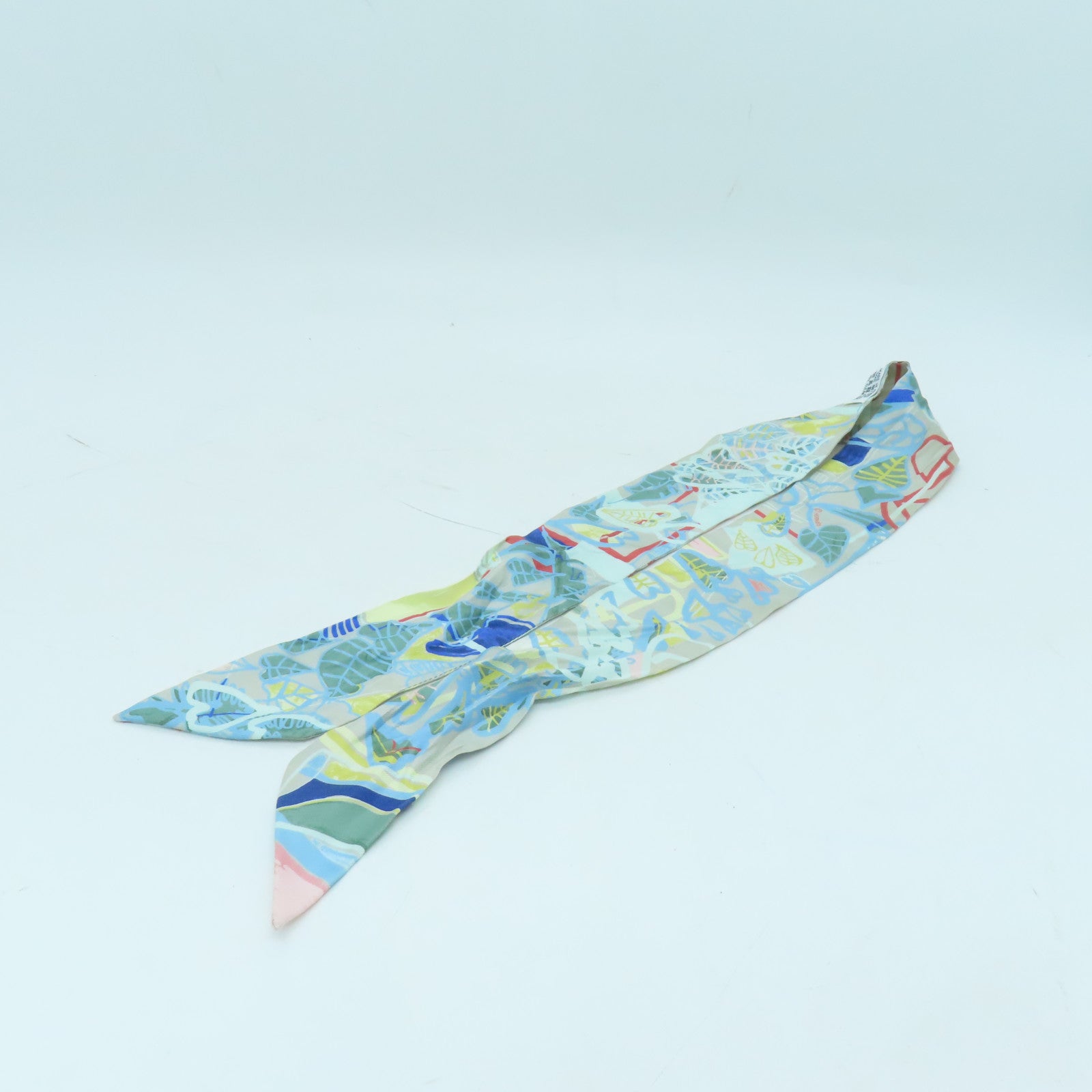 HERMES Silk Twilly Scarf Gray/Color