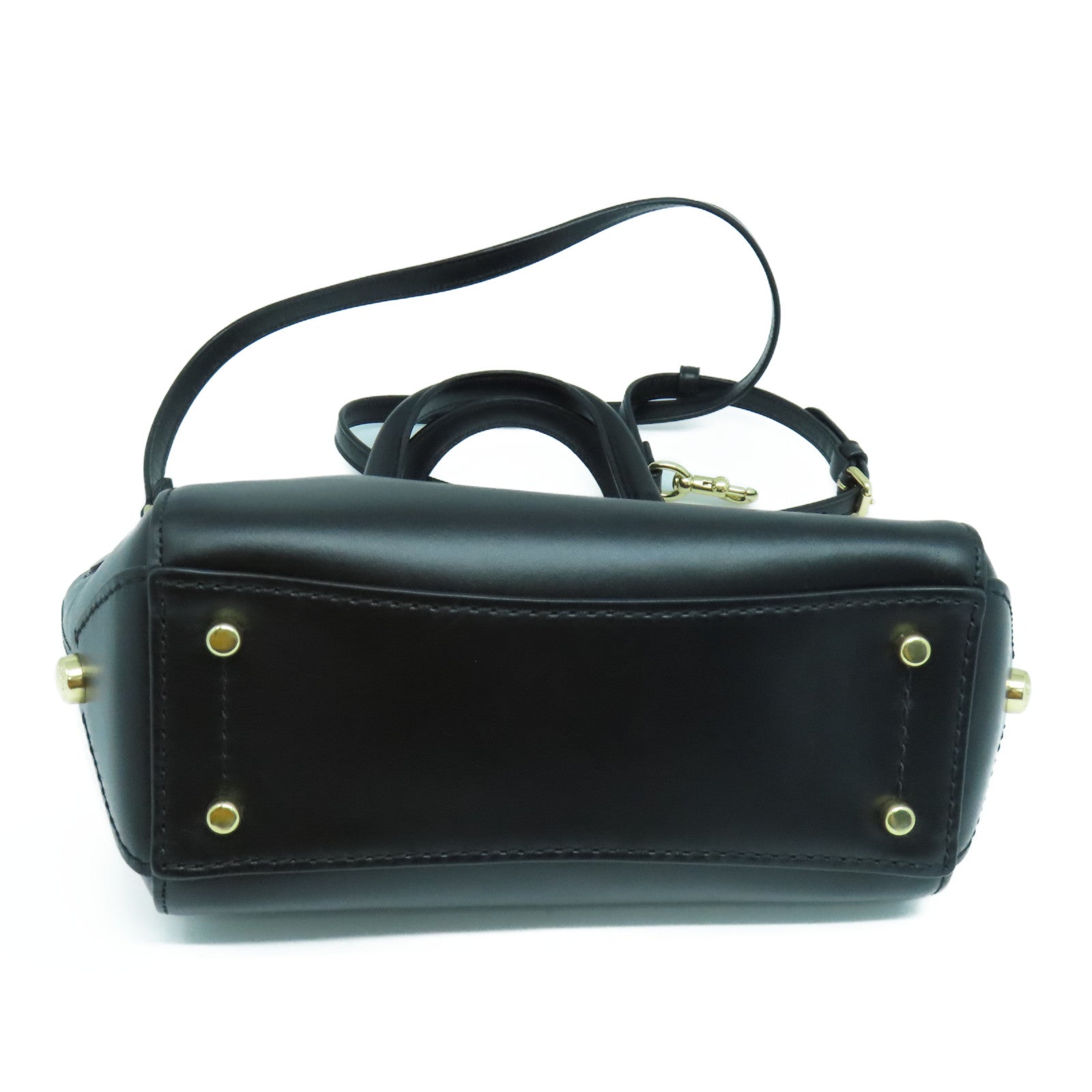 COACH 牛皮皮革2 Way Shoulder金扣手挽肩背兩用袋黑色